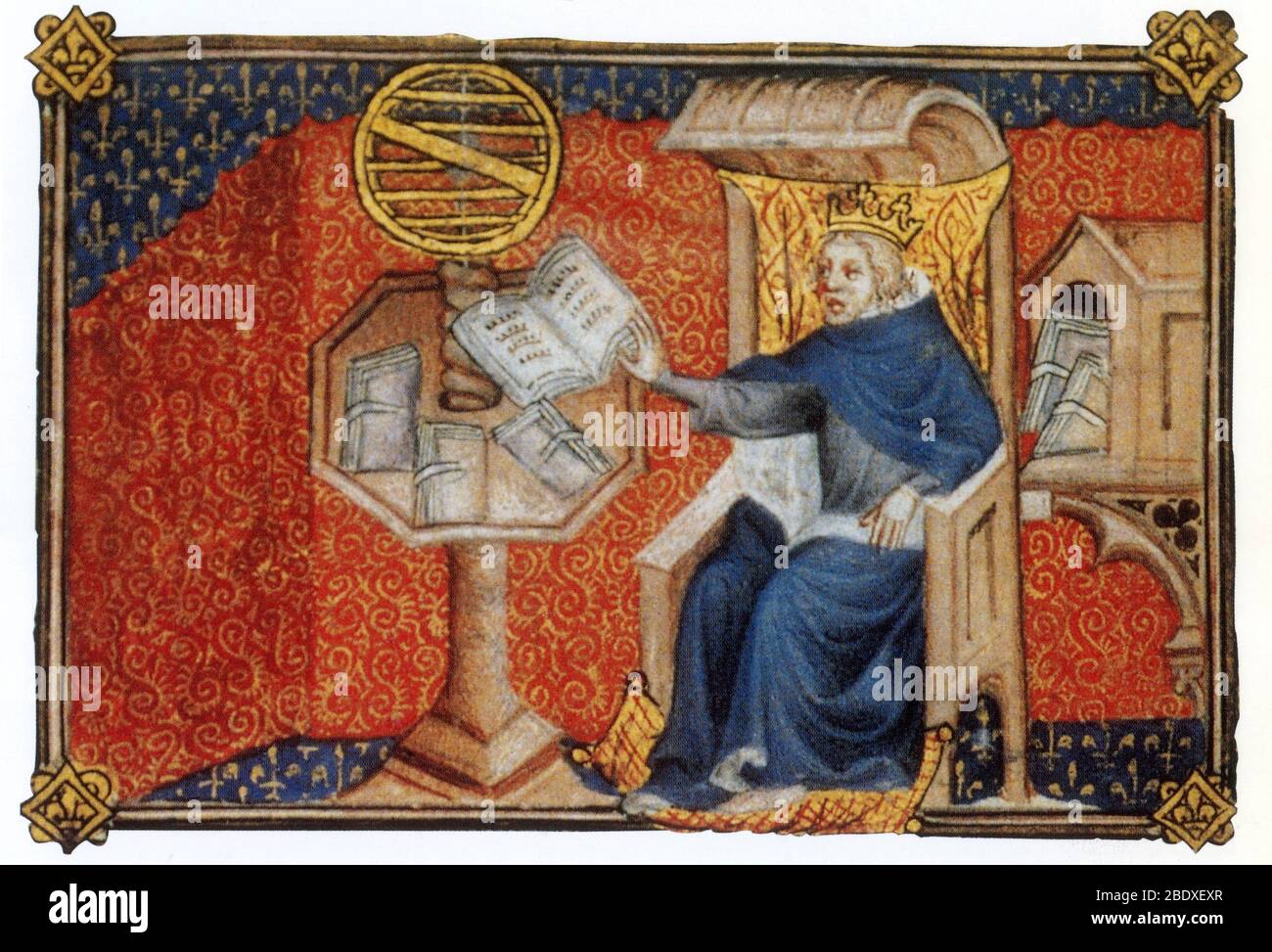 Charles V of France in His Library, 1377 Stock Photo