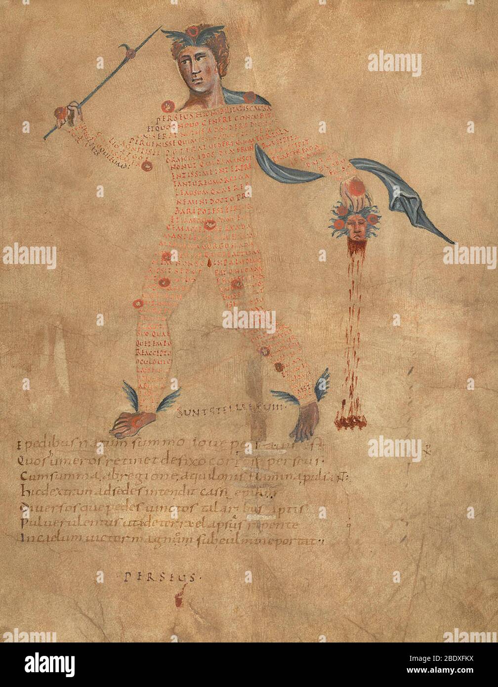 Aratea, Perseus Constellation, 9th Century Stock Photo