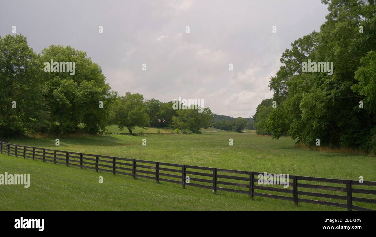 Green farmlands in Tennessee - LEIPERS FORK, UNITED STATES - JUNE 17, 2019 Stock Photo