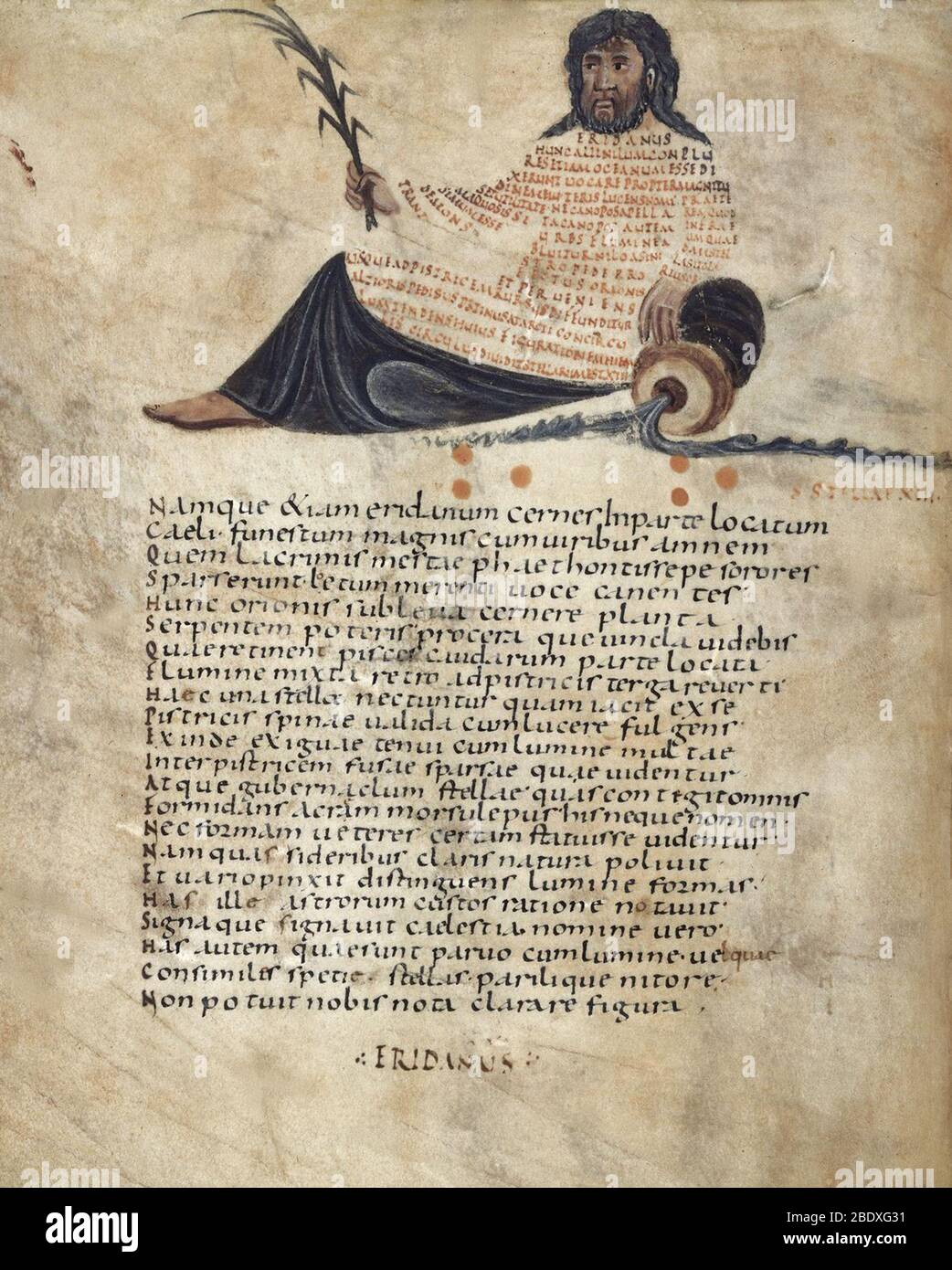Aratea, Eridanus Constellation, 9th Century Stock Photo