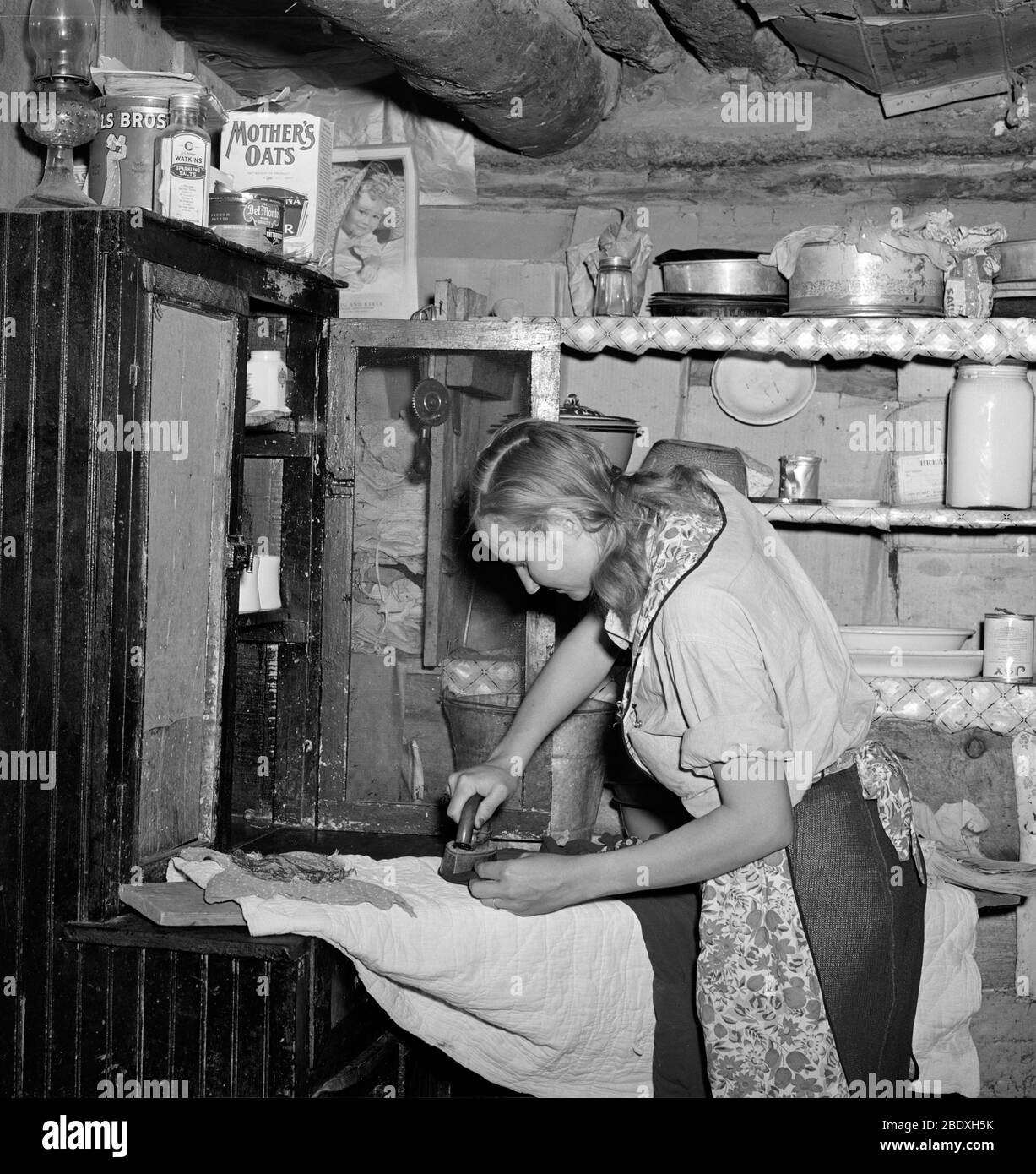 Housewife Ironing, 1940 Stock Photo