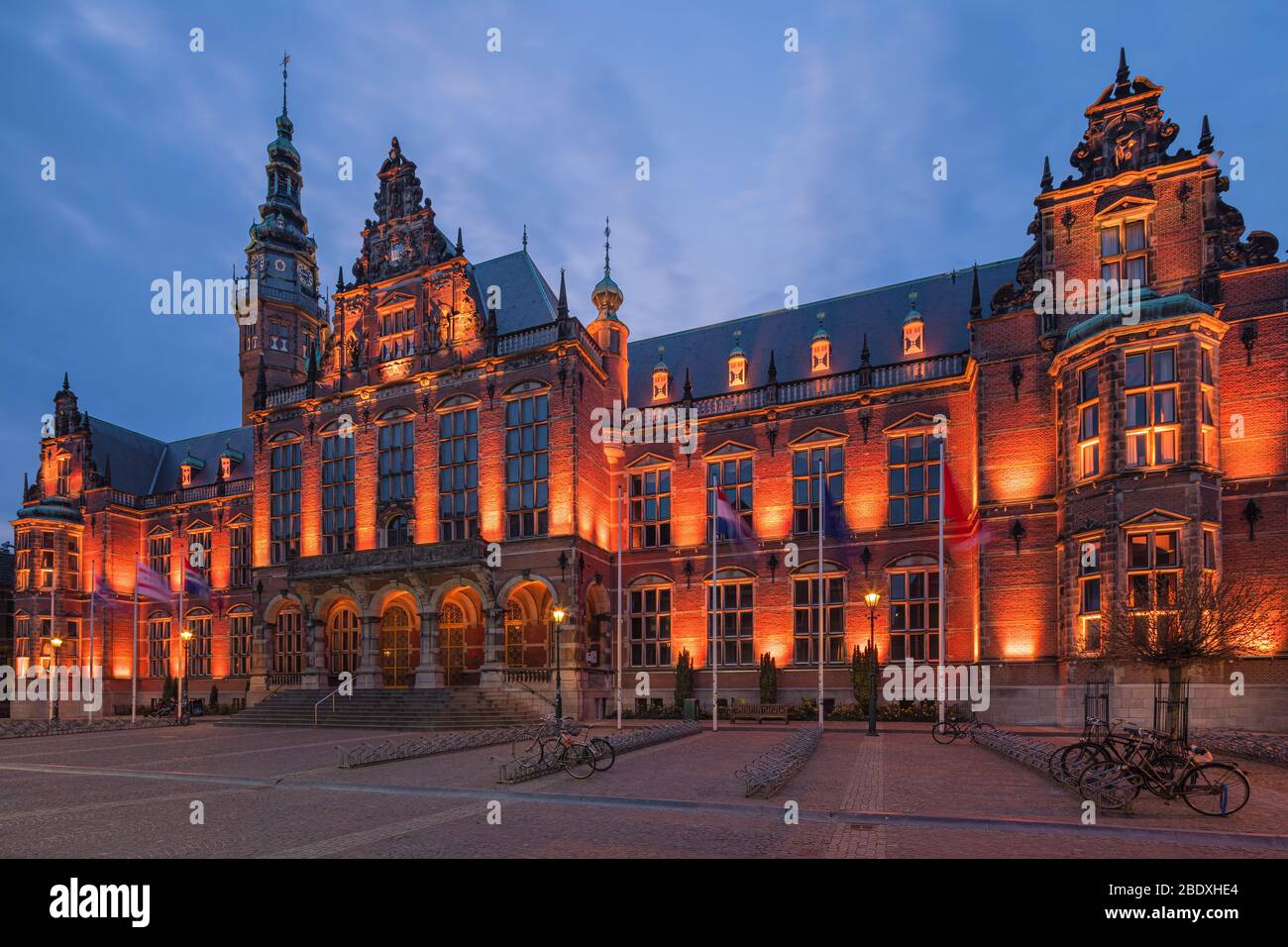 The richly decorated Academy Building, built in the Northern Dutch neo-Renaissance style, is the main building of the University of Groningen. It is l Stock Photo