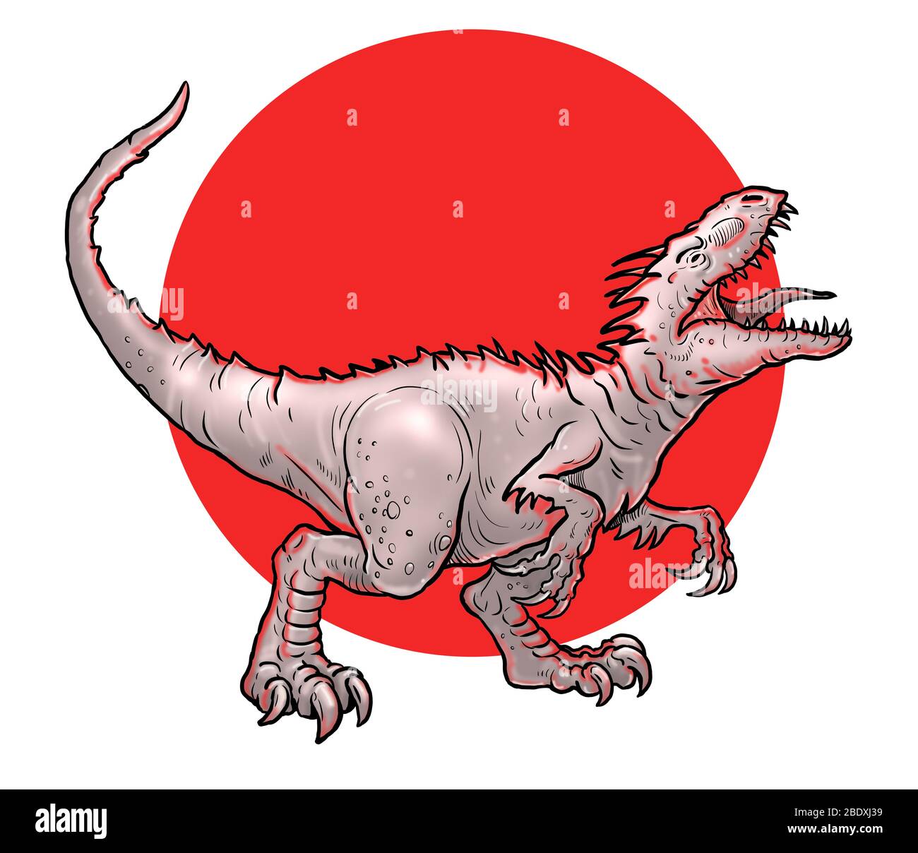 Carnivorous dinosaur - raptor. Dino isolated drawing. Stock Photo