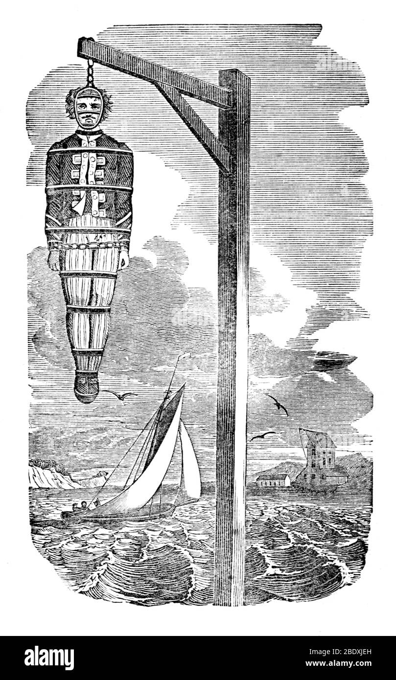 William 'Captain' Kidd in Gibbet, 18th Century Stock Photo