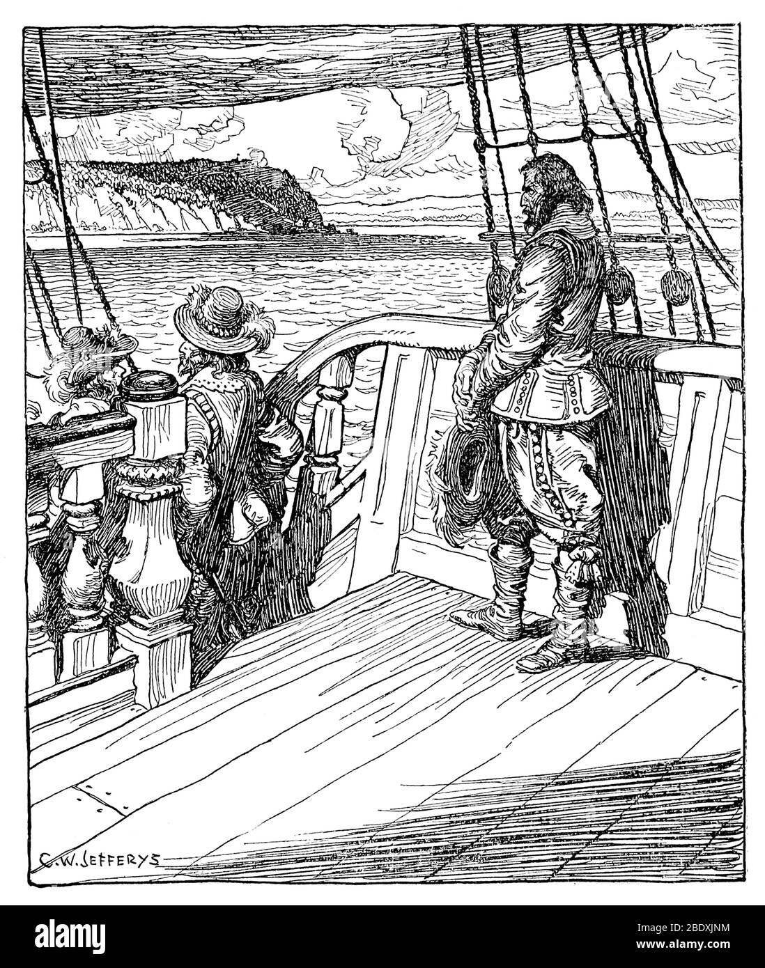 Surrender of Quebec, Prisoner Samuel de Champlain, 1629 Stock Photo