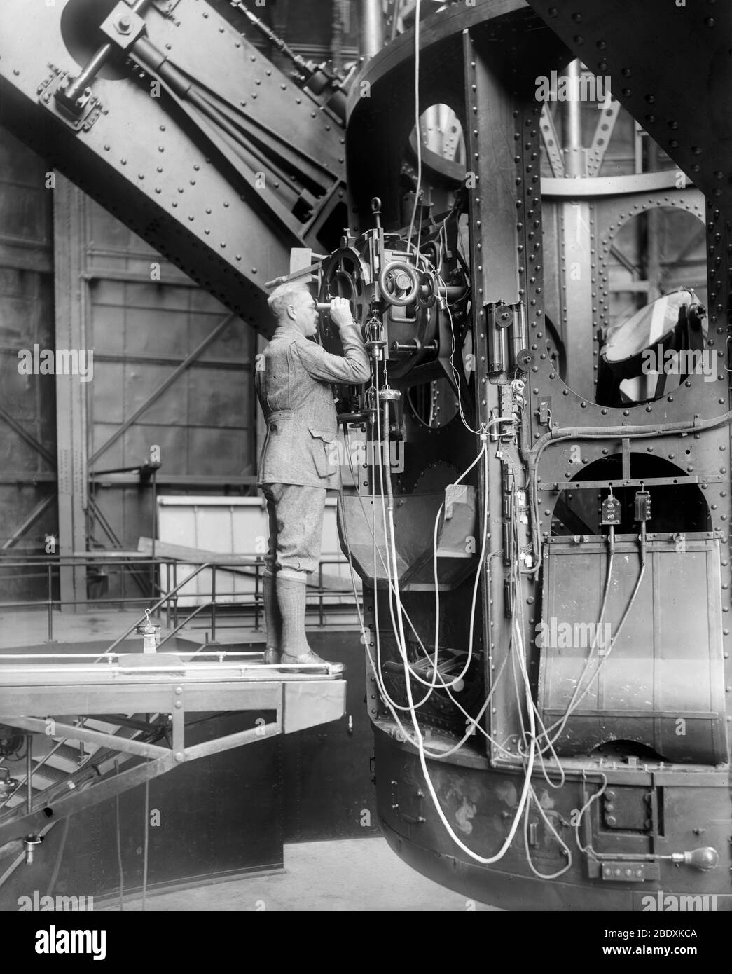 Francis Pease at Telescope, Mount Wilson Observatory, 1925 Stock Photo