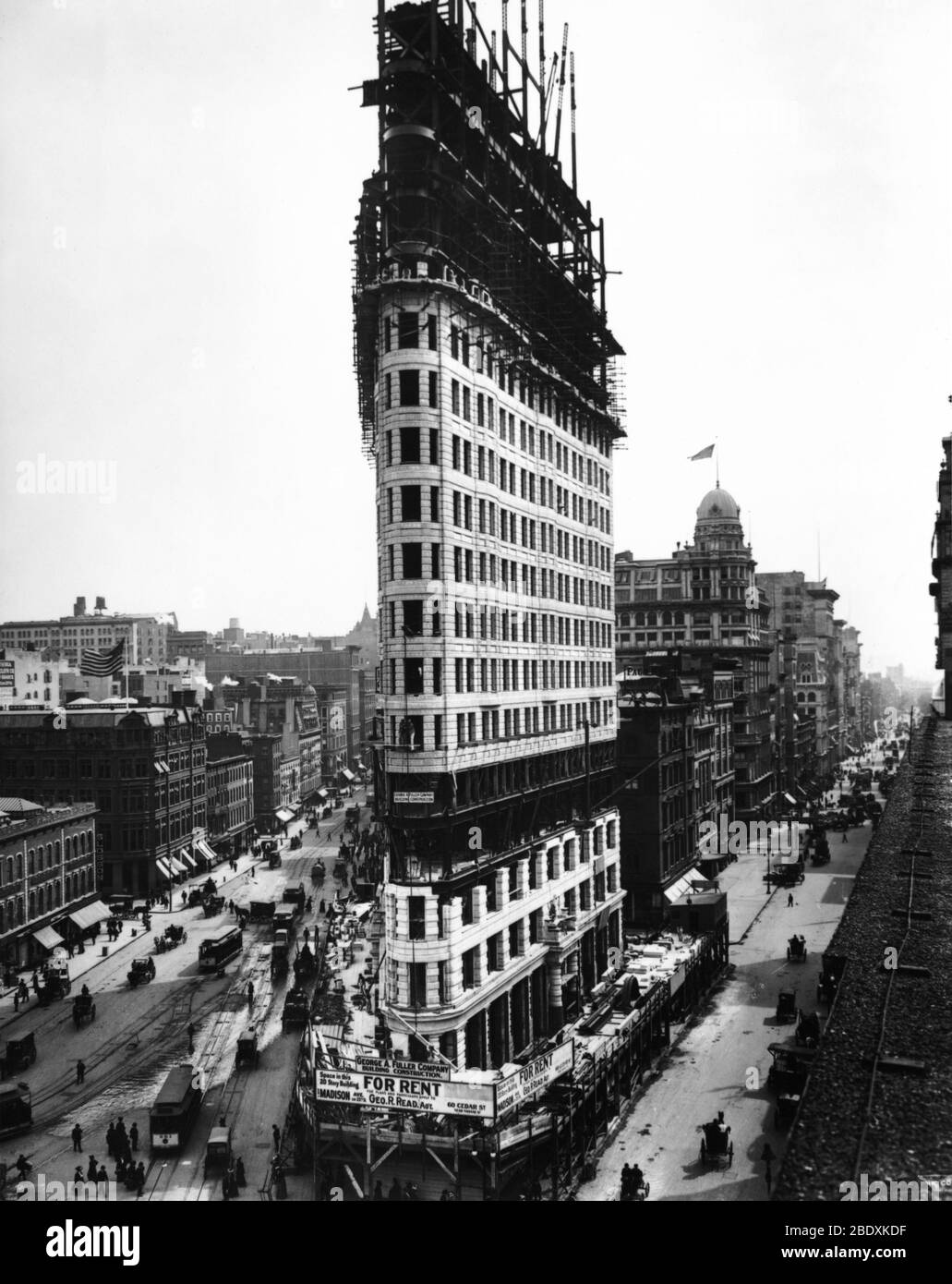 NYC, Flatiron Building Construction, 1901 Stock Photo