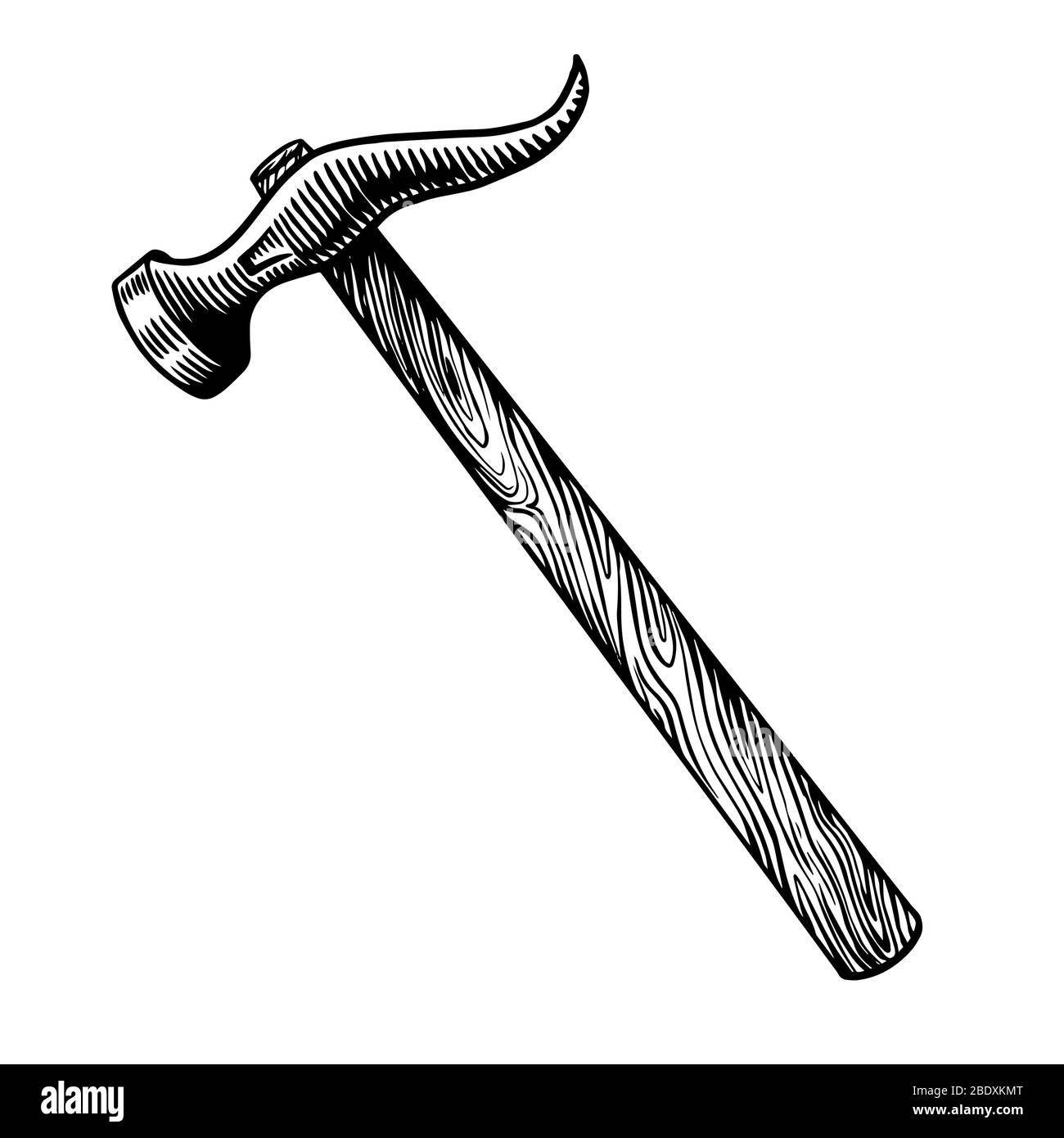 Claw hammer for repair work. Universal Tool or instrument. Vintage label.  Hand drawn engraved sketch for T-shirt, logo or badges Stock Vector Image &  Art - Alamy