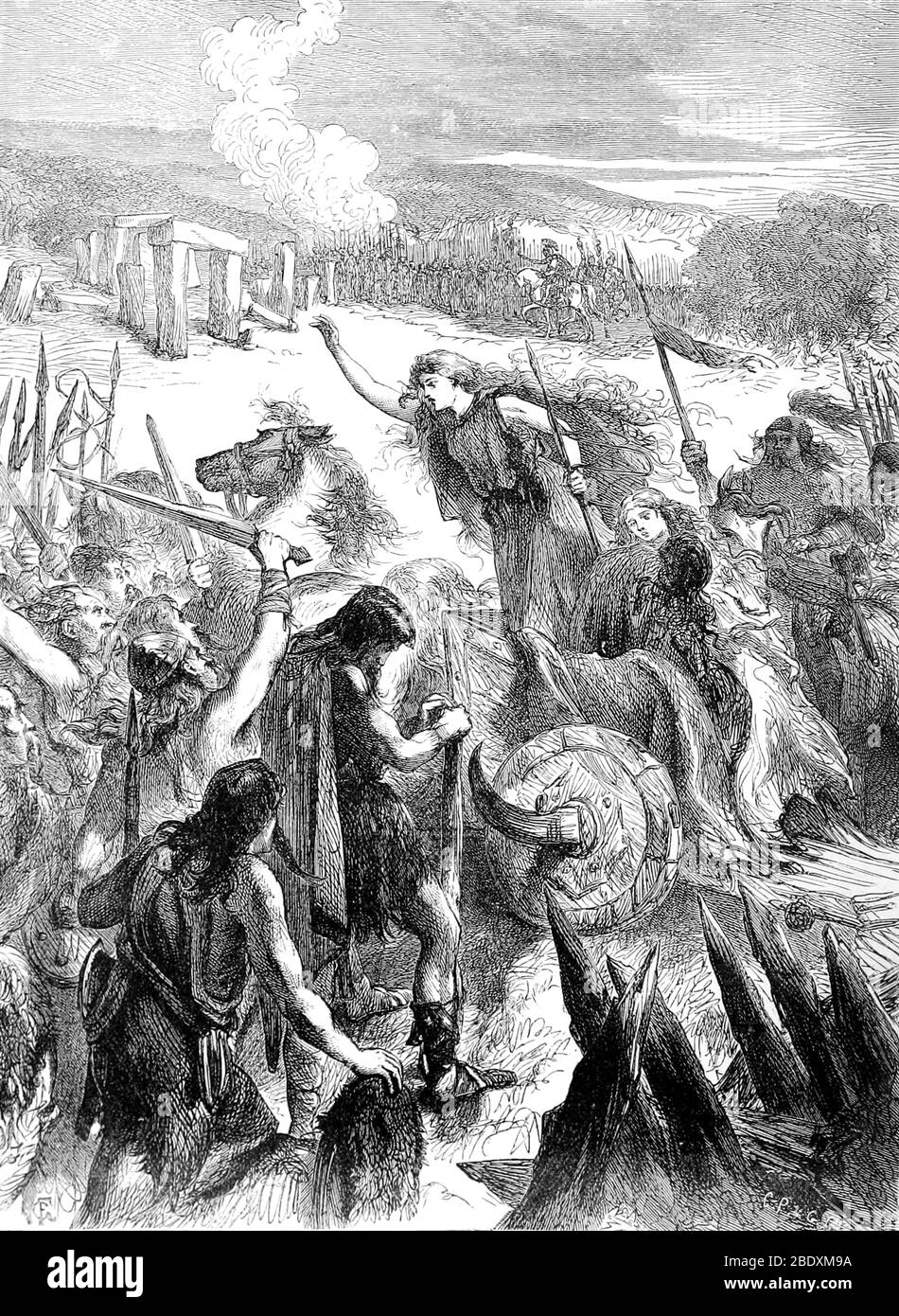 Boudica Leading Rebellion, 60 AD Stock Photo