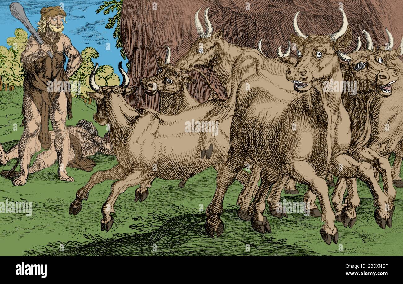 Hercules and the Oxen of Geryones Stock Photo