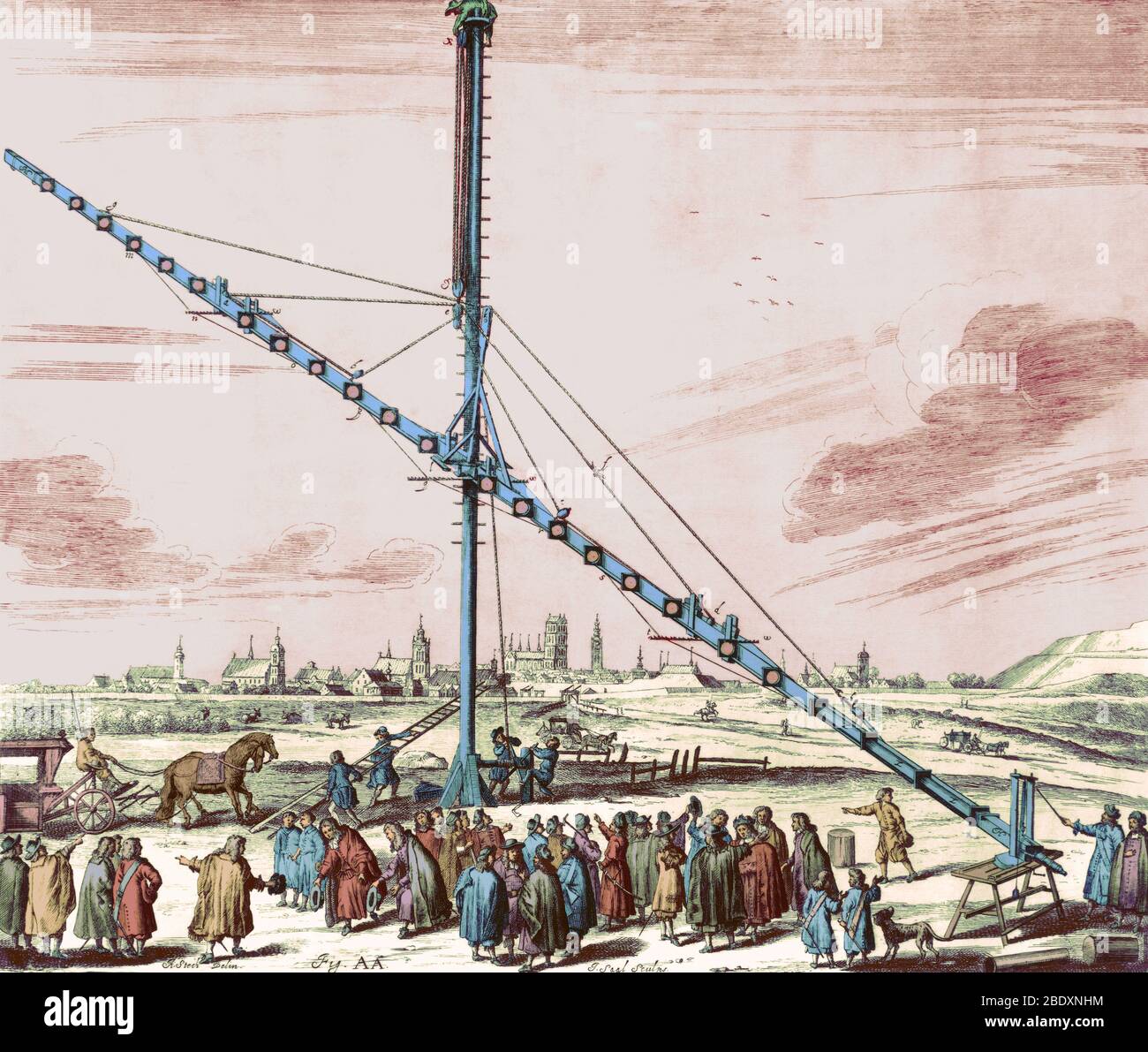 Hevelius' 150-foot Telescope, 1673 Stock Photo