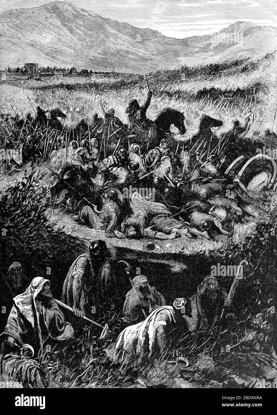 Battle of Michmash, 1025 BC Stock Photo