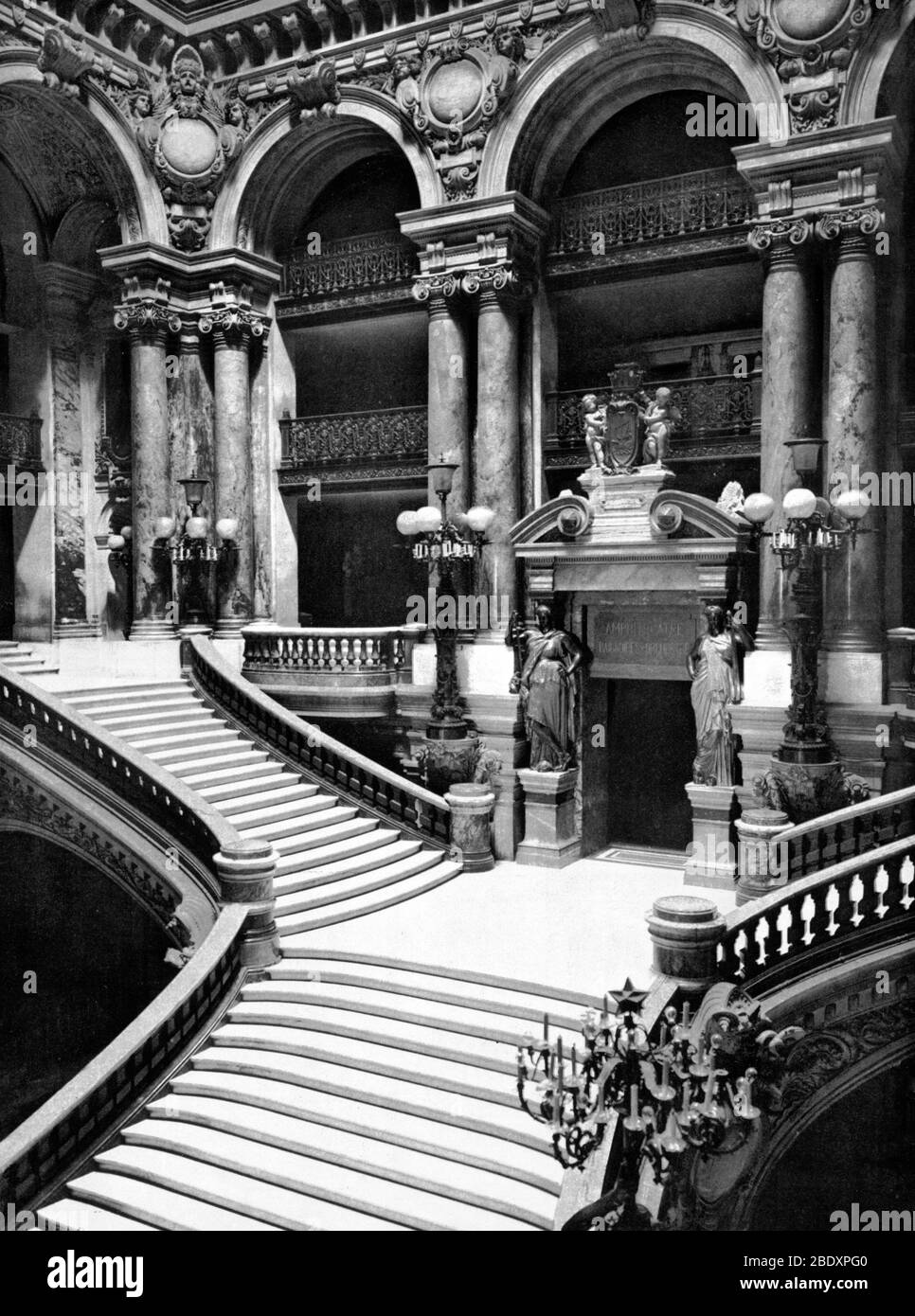 Paris Opera House, Palais Garnier, Grand Staircase, 1890s Stock Photo