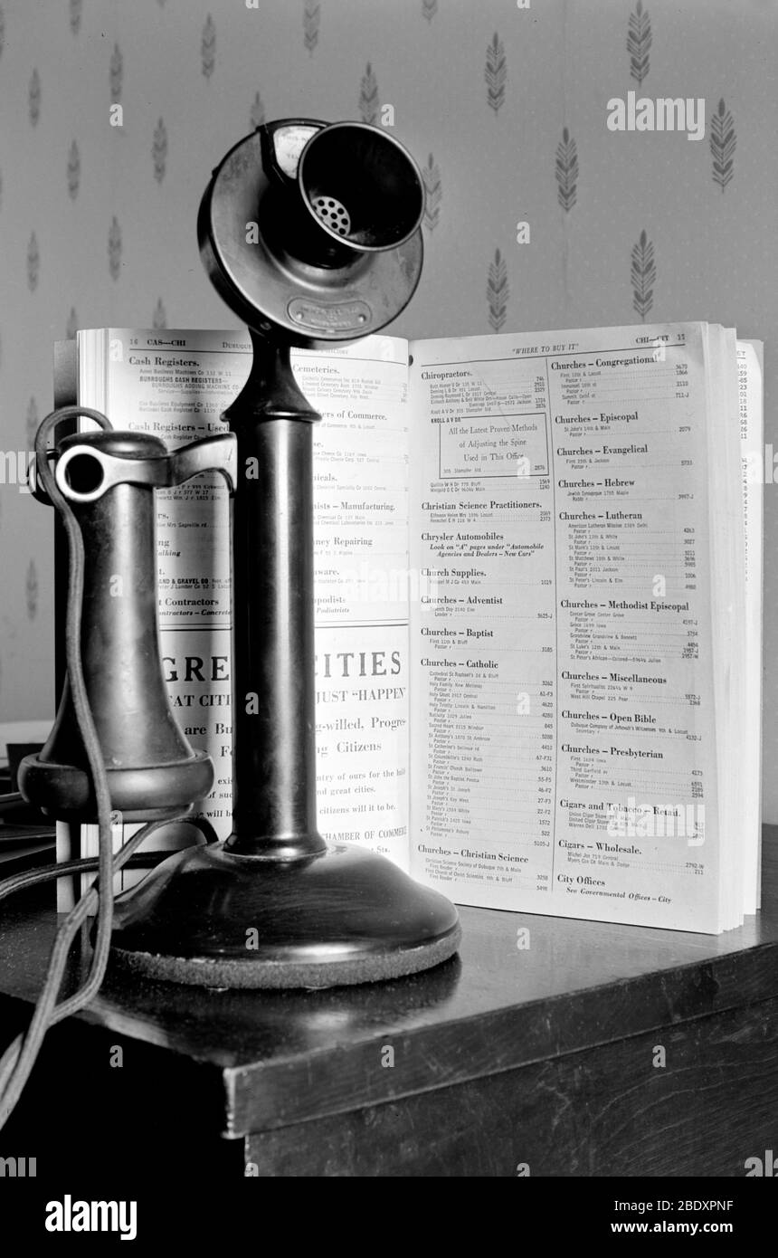 Candlestick Telephone and Directory Stock Photo