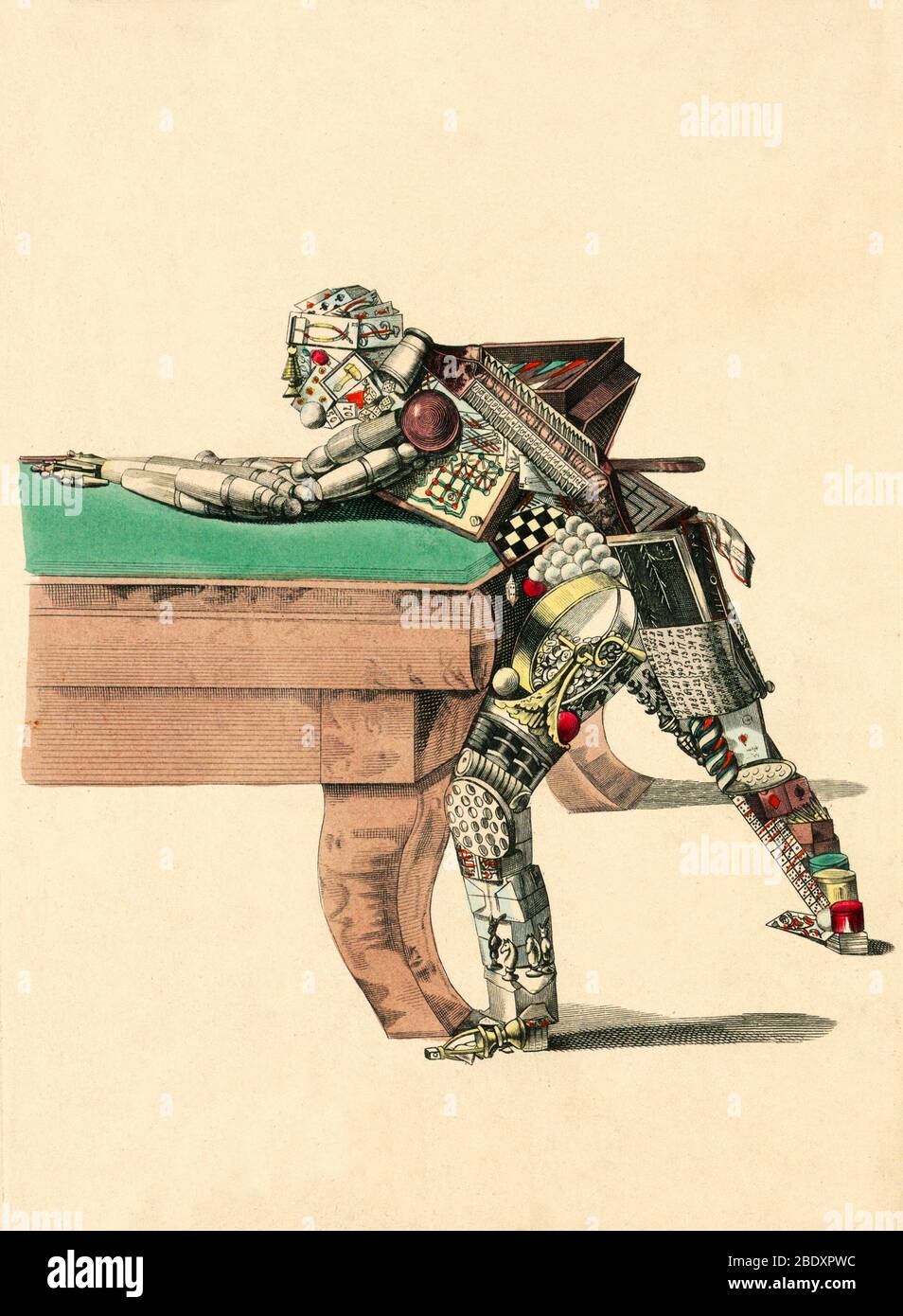 Man Composed of All Known Games, c. 1850 Stock Photo