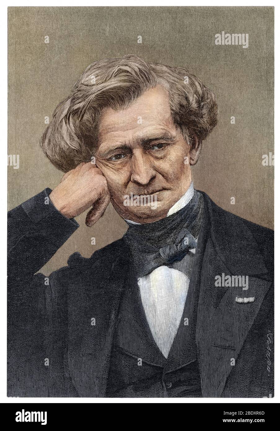 Composer Hector Berlioz. Digitally colored engraving of a photograph Stock Photo