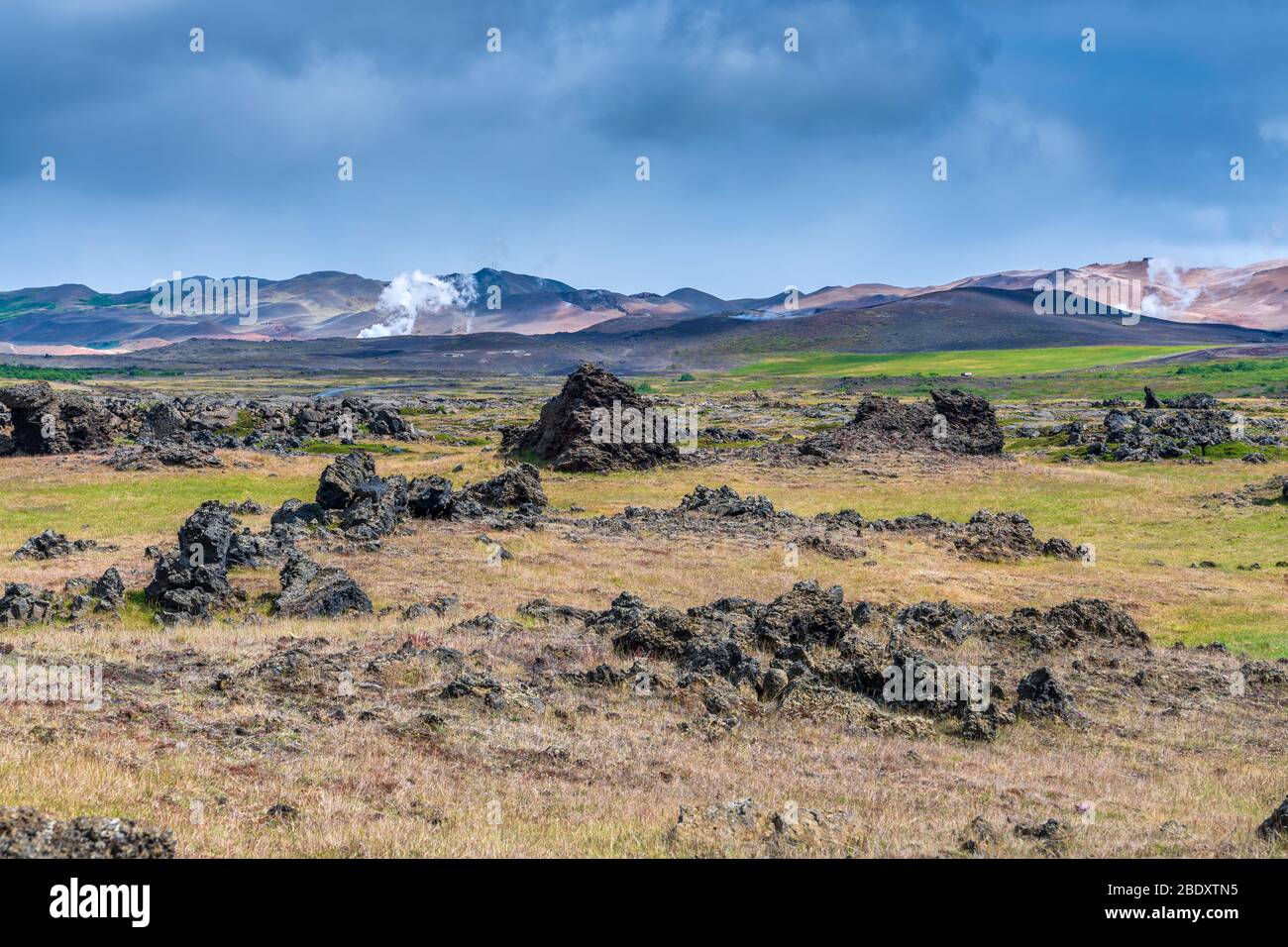 Landscape above Grjótagjá cave, Northwestern Region, Iceland Stock Photo