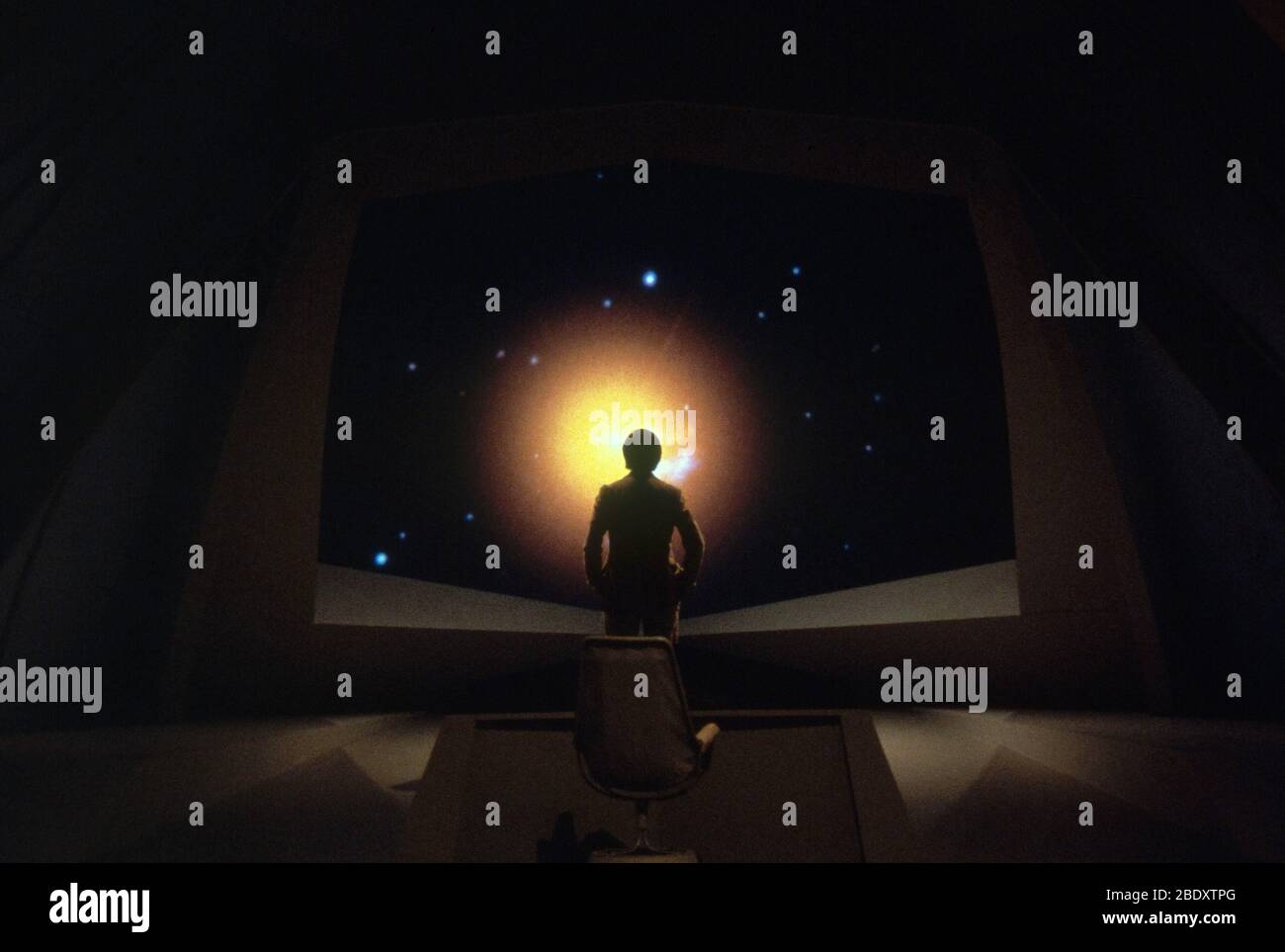Carl Sagan on the Set of 'Cosmos' Stock Photo