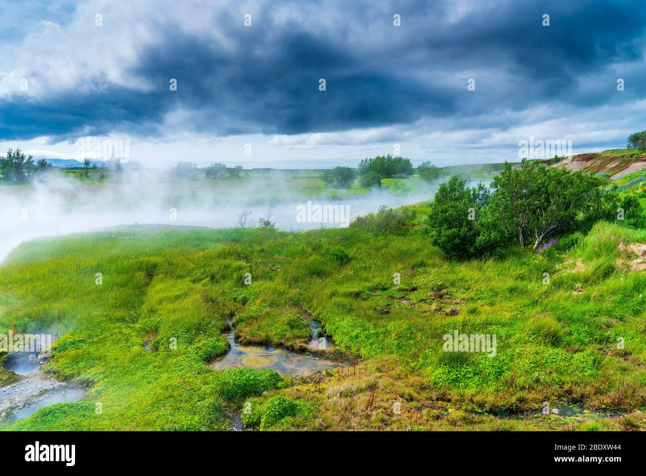 Deildartunguhver, hot spring, Iceland Stock Photo