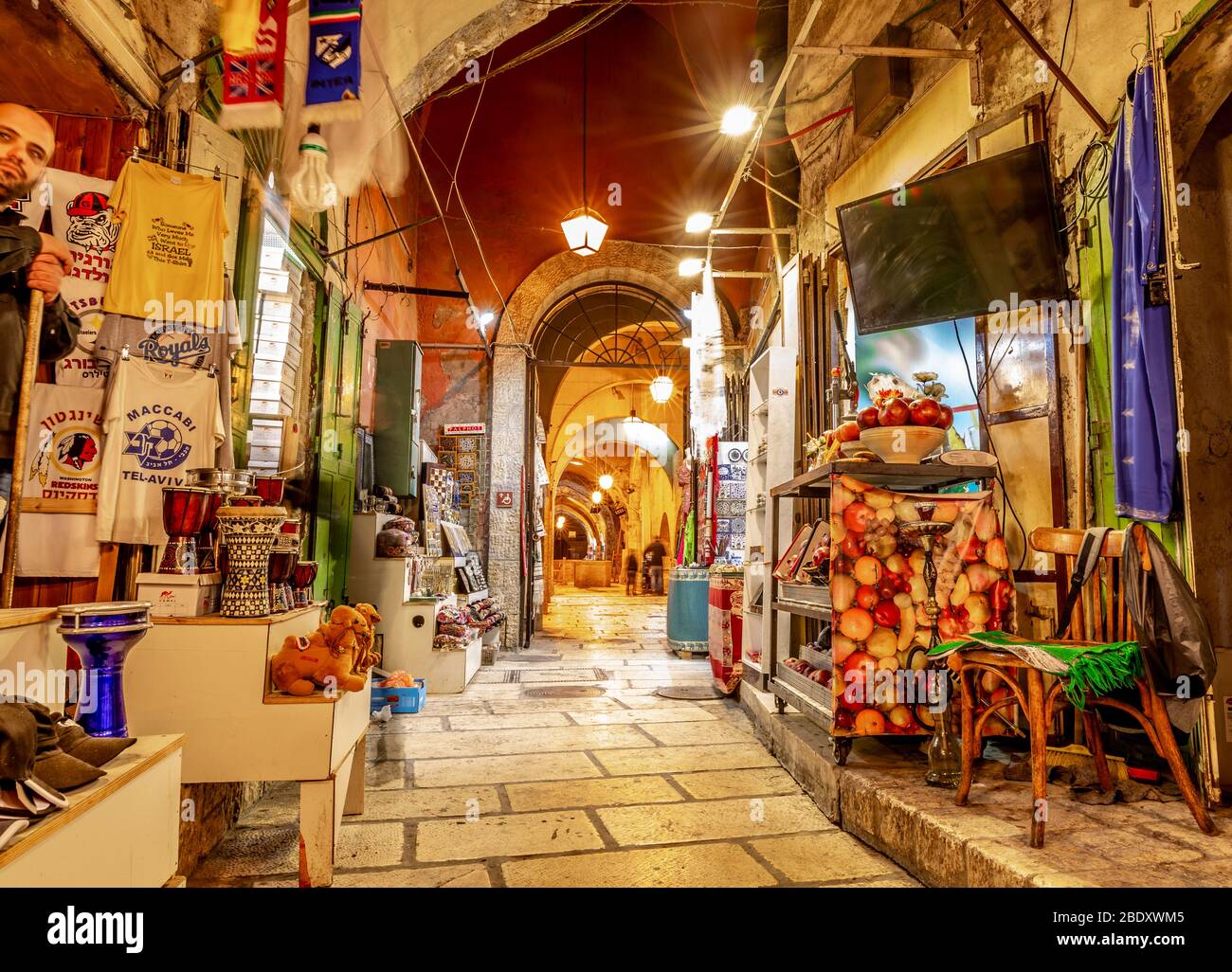 Market in Jerusalem Old city, Israel. Narrow street Market in Jerusalem ...