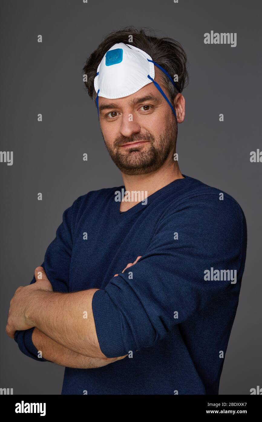 Man with a mask. Use mask properly Stock Photo Alamy
