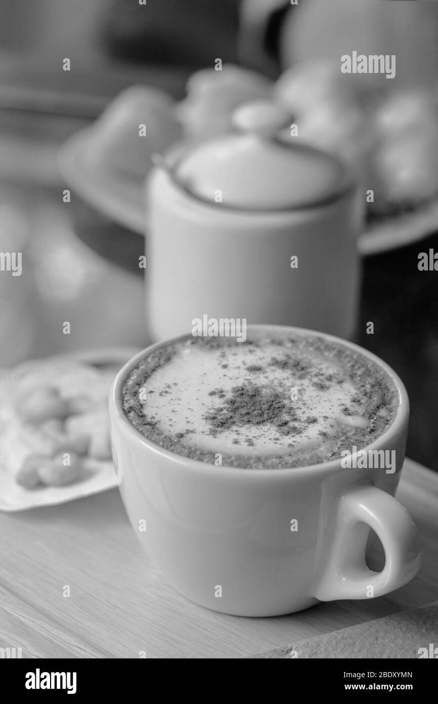 coffee cappuccino art in mug, With a relaxing time Stock Photo Alamy