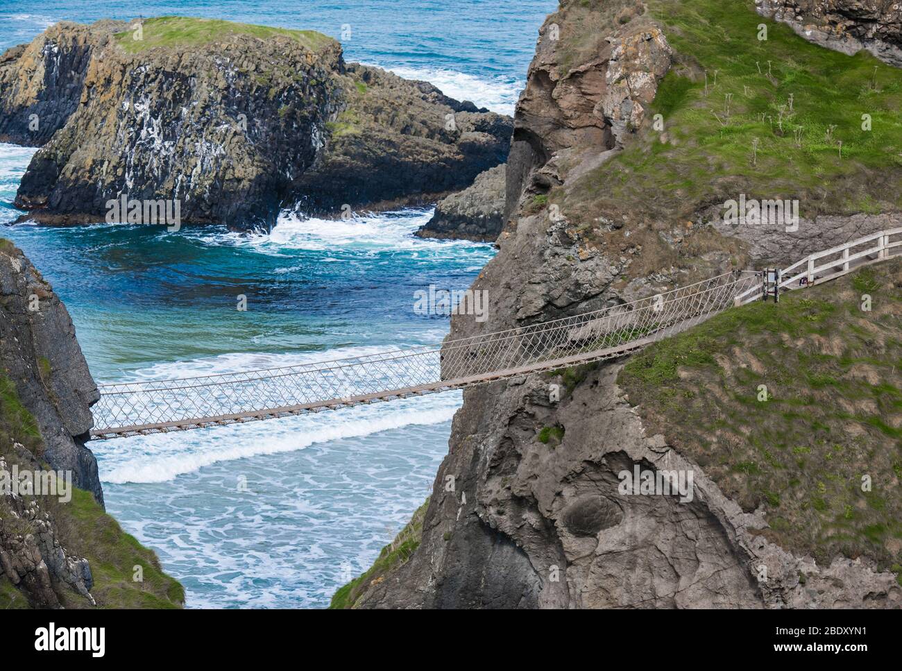 Carrick a rede rope bridge in Northern Ireland, United Kingdom Stock