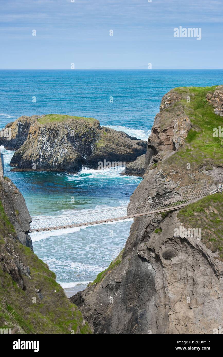 Carrick a rede rope bridge in Northern Ireland, United Kingdom Stock ...