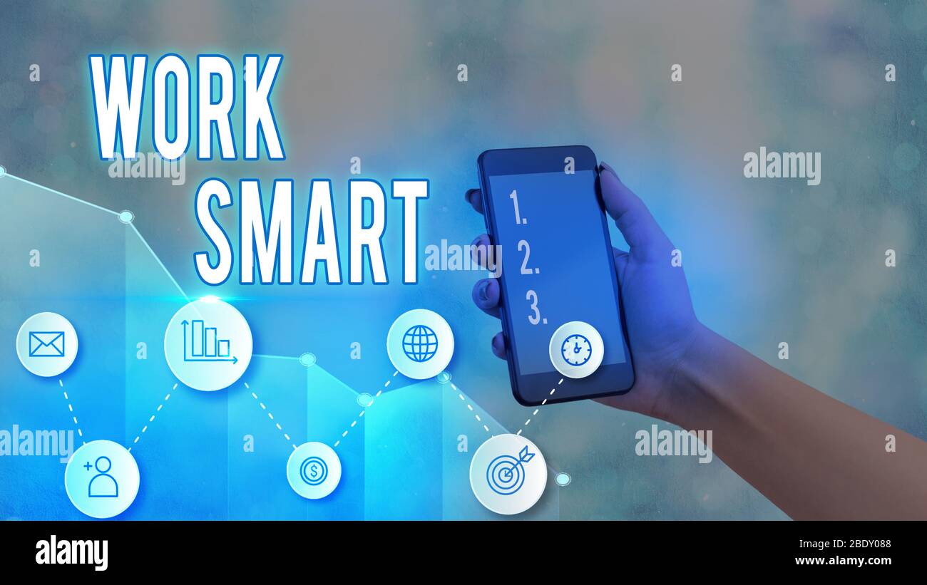 Work Intelligent Conceptual hand writing showing Work Smart. Concept meaning figuring ...