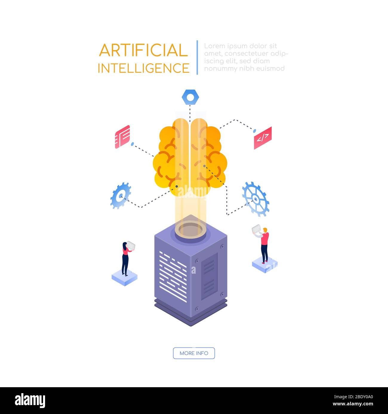 Artificial intelligence - modern isometric vector web banner Stock Vector