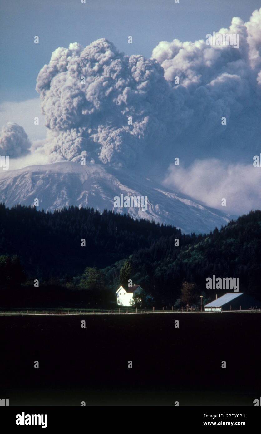 Mount St. Helens erupted violently on May 18, 1980. Stock Photo
