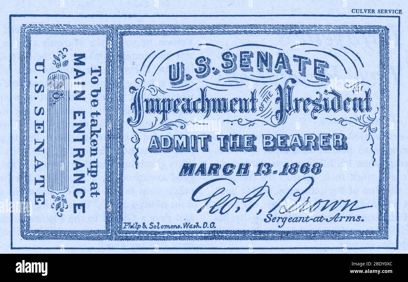 Impeachment Ticket, 1868 Stock Photo