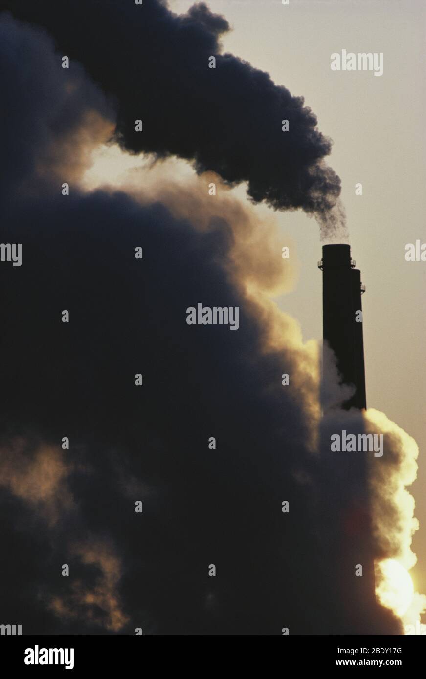 Smoke Stacks from Power Plant Stock Photo