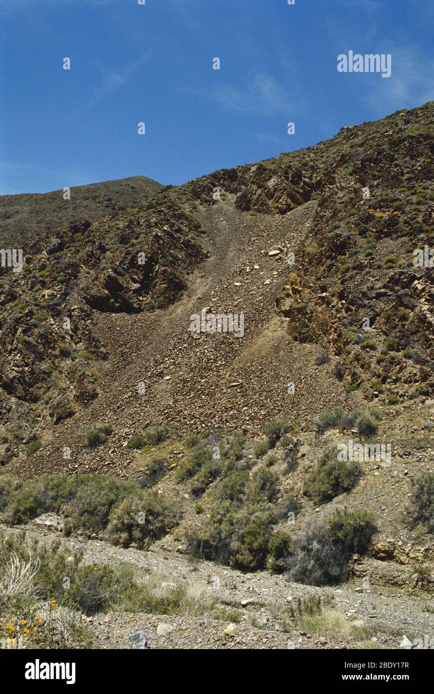 Rock Slide, Death Valley Stock Photo