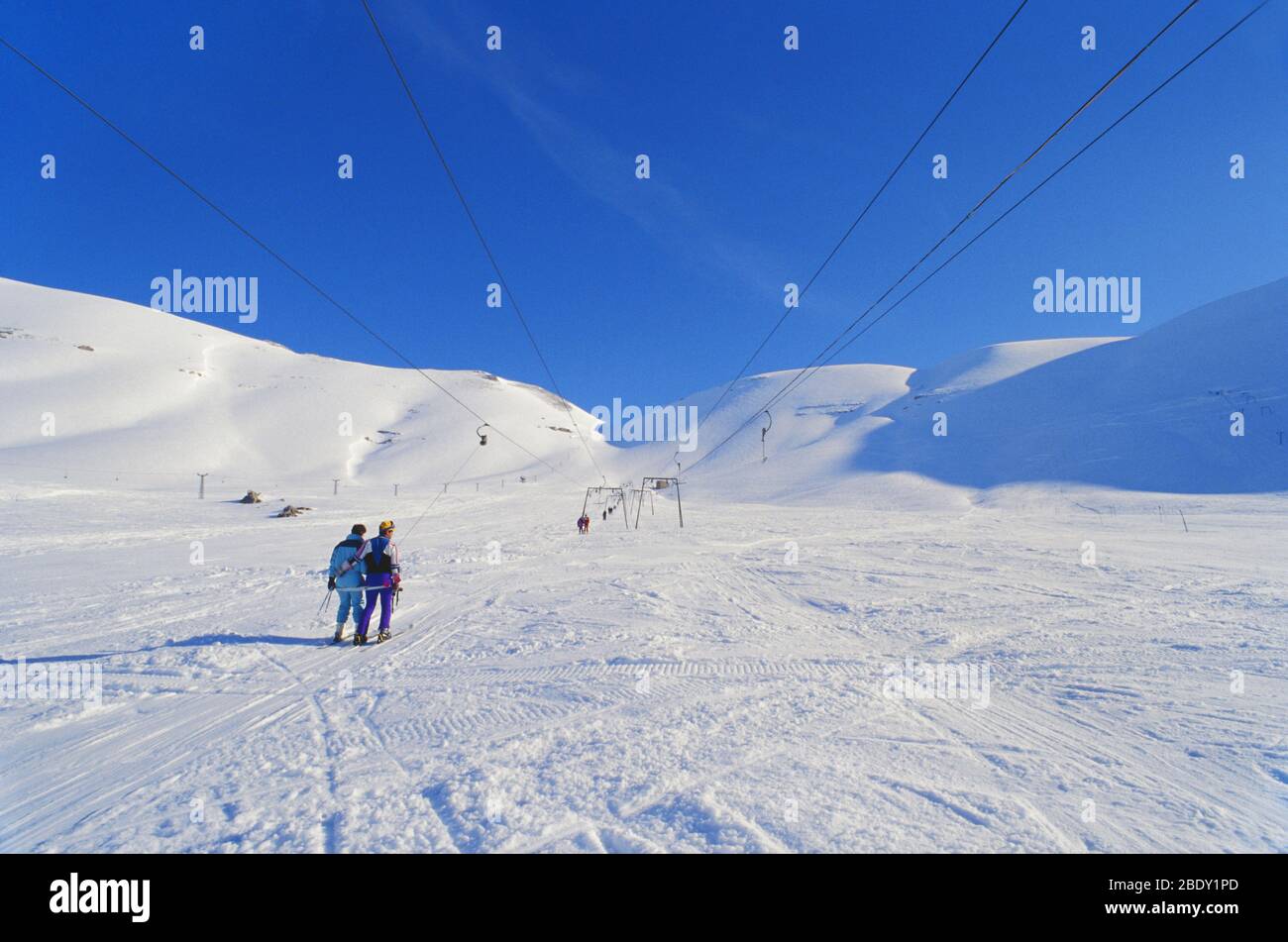 Ski Lift, Dah El Qadib, Lebanon Stock Photo