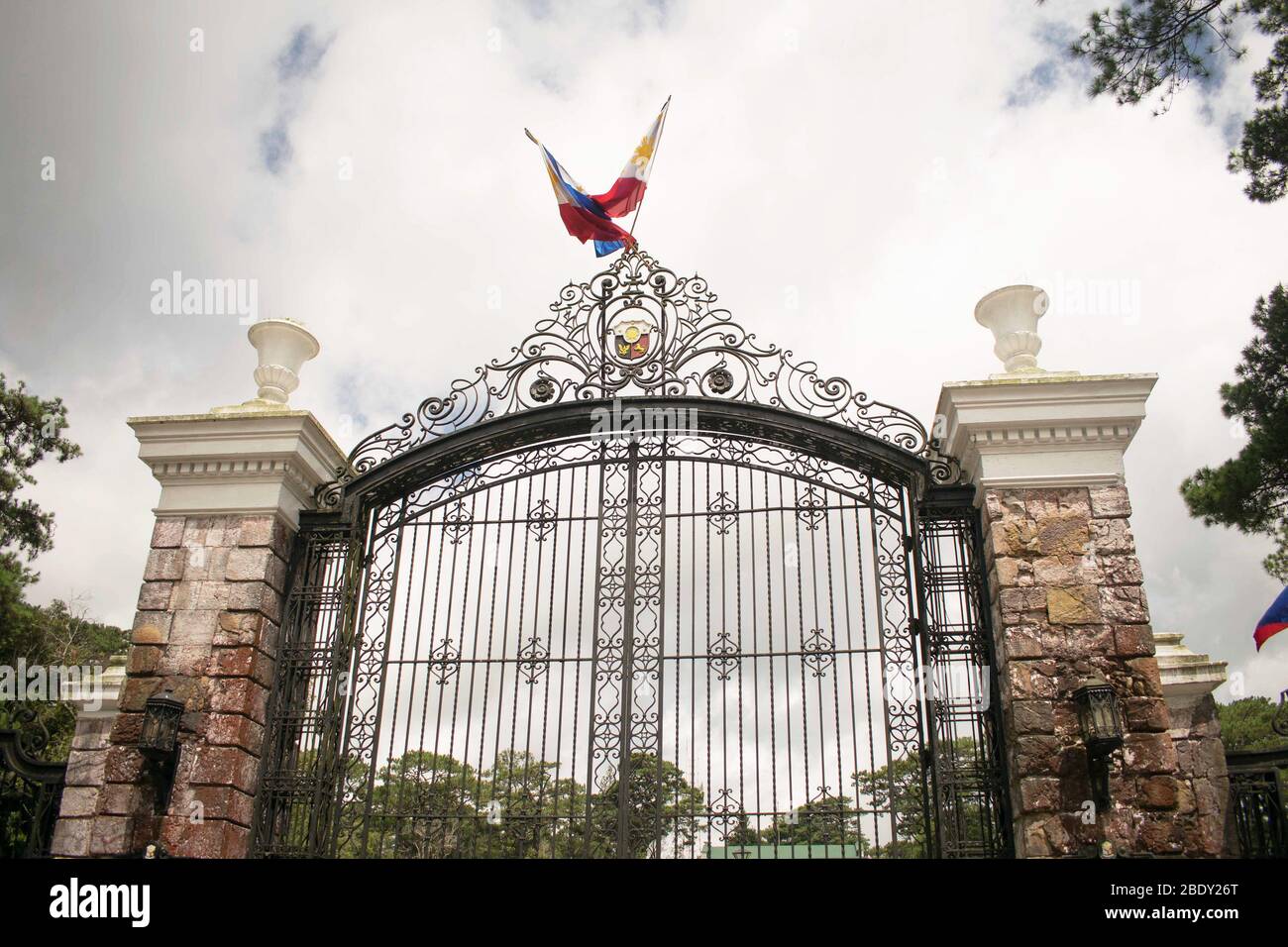 June 5, 2019Baguio City Philippines Huge gate with of the mansion