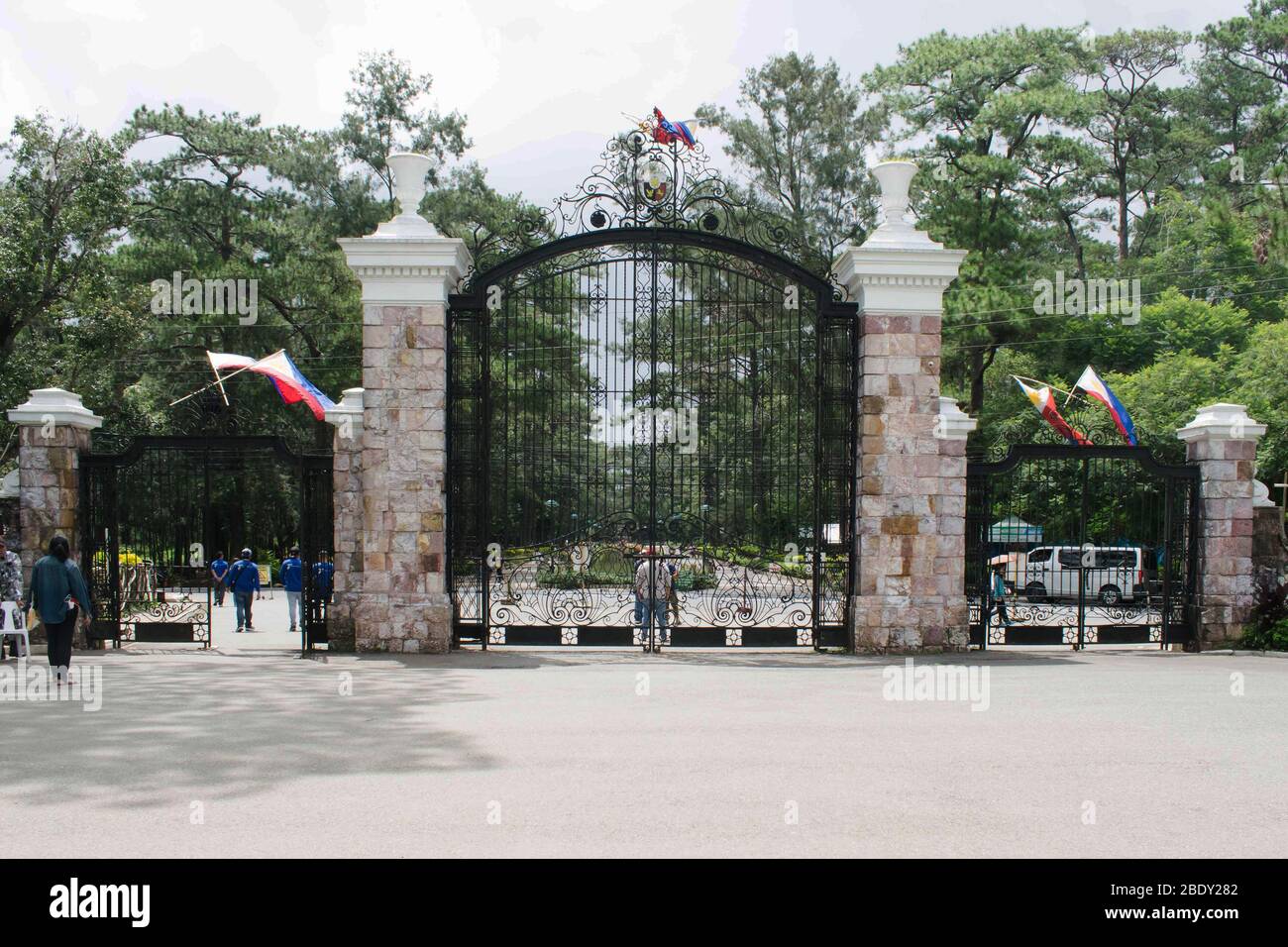 June 5, 2019Baguio City Philippines Huge black painted steel gates