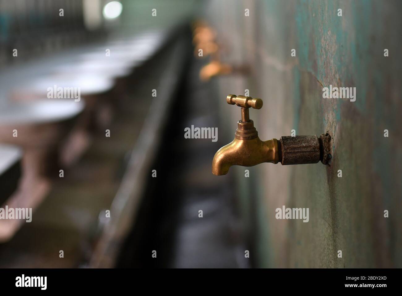 Dhaka 10 April 2020. View of an empty Ablution section inside the Baitul Mukarram National Mosque during the lockdown amid coronavirus outbreak in Dha Stock Photo