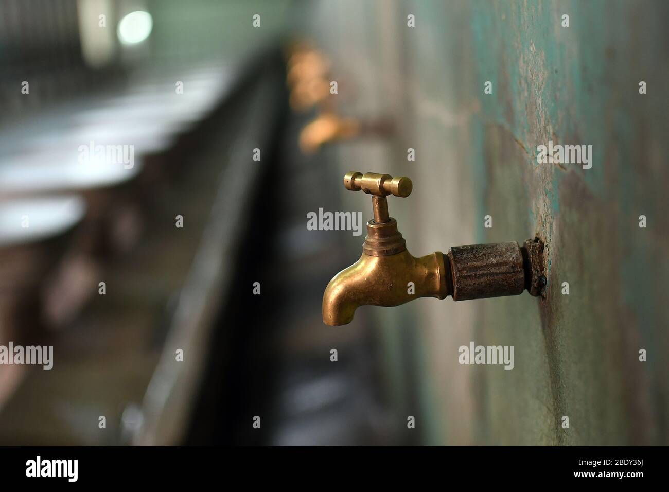 Dhaka 10 April 2020. View of an empty Ablution section inside the Baitul Mukarram National Mosque during the lockdown amid coronavirus outbreak in Dha Stock Photo