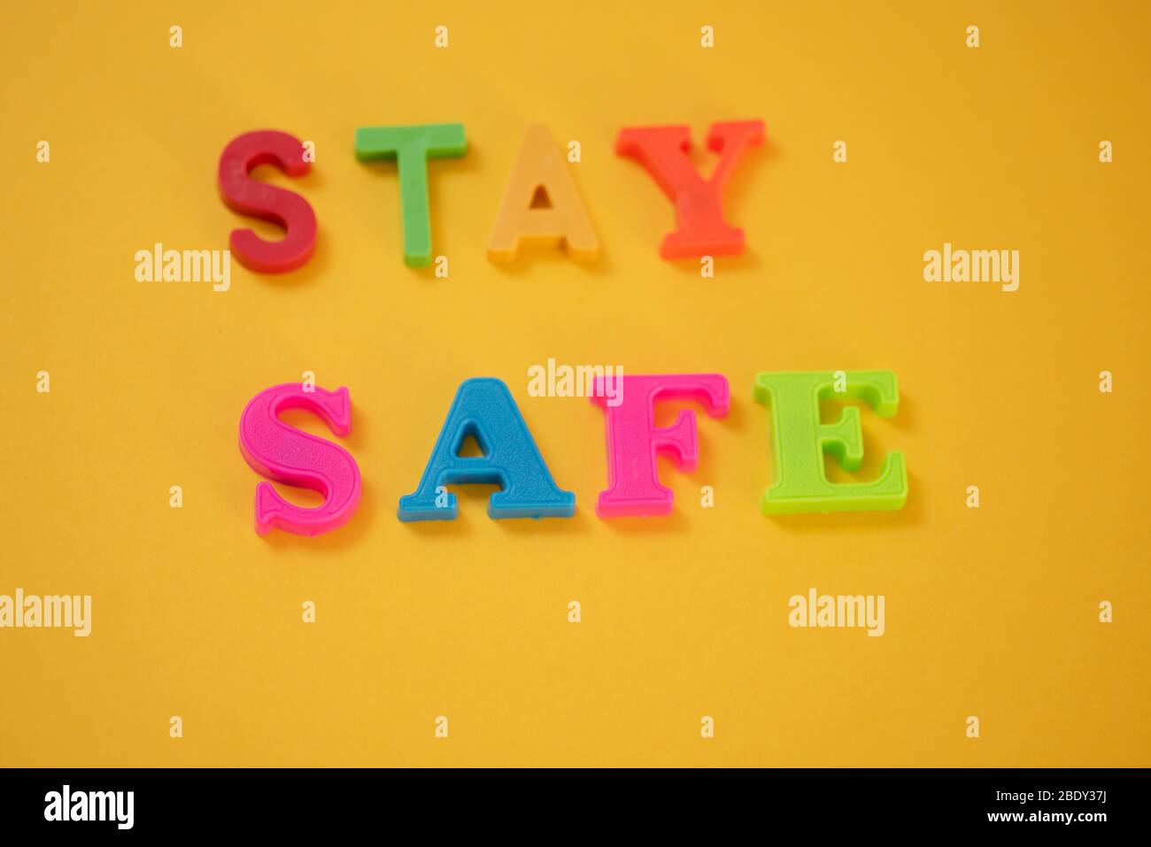 Stay safe isolated against colorful background Stock Photo