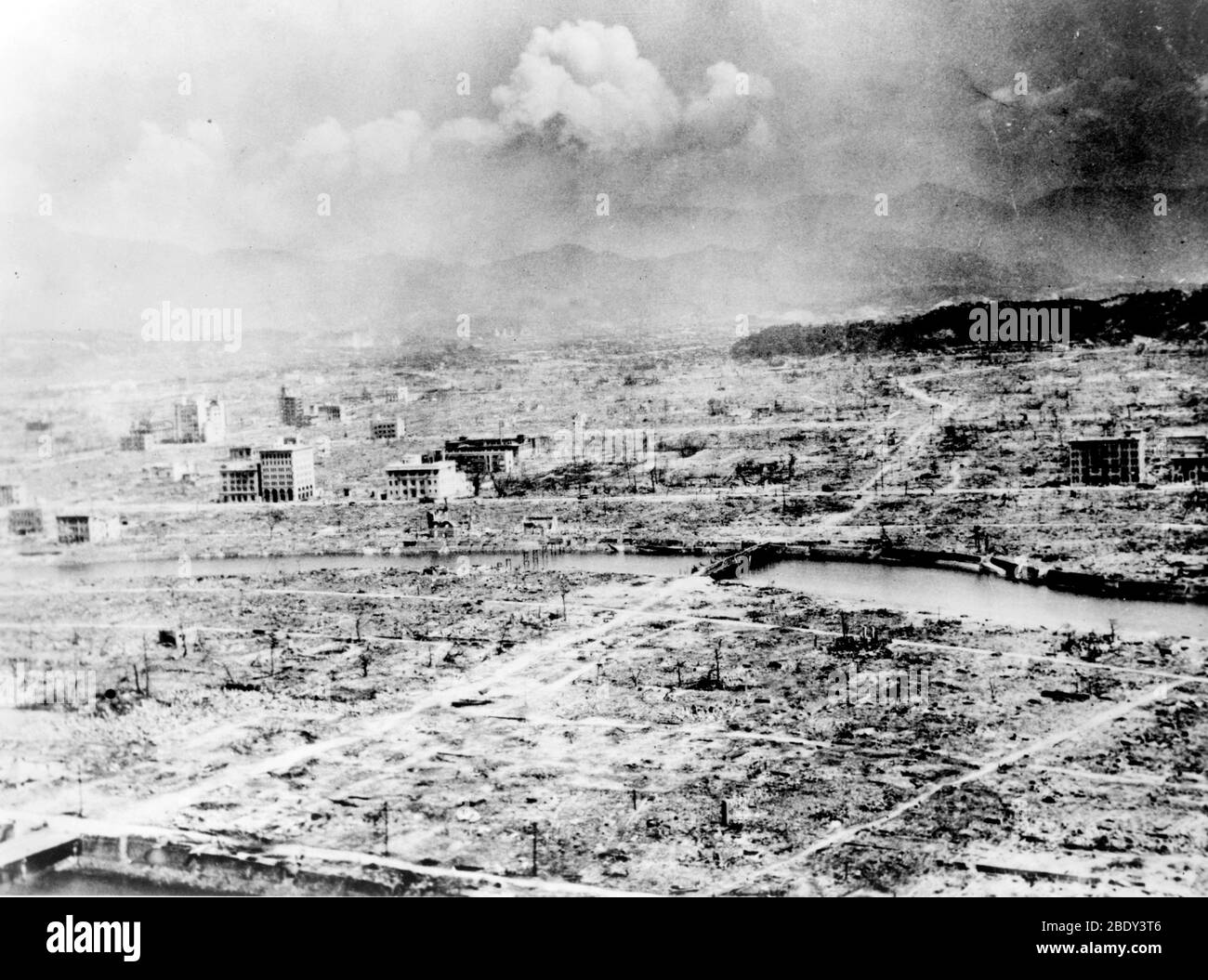 WWII, Hiroshima, Aftermath of Atomic Bomb, 1945 Stock Photo