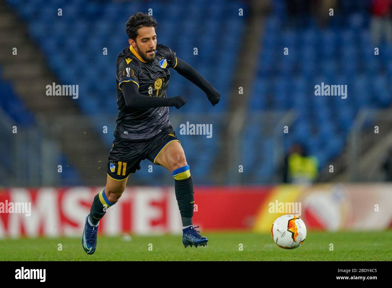 BASEL. SWITZERLAND. FEB 27: Moussa Al Tamari (Apoel) in action during the  Europa League game between FC Basel 1893 and Apoel FC at St. Jakob Park in  Basel, Switzerland. (Photo by Daniela