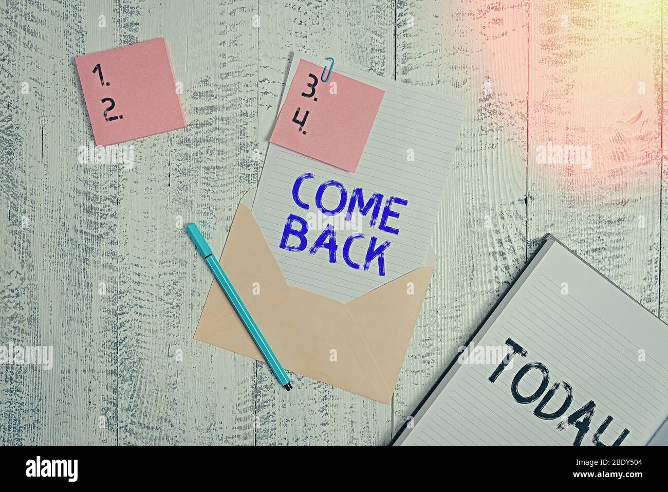 Writing note showing Come Back. Business concept for asking for a ...