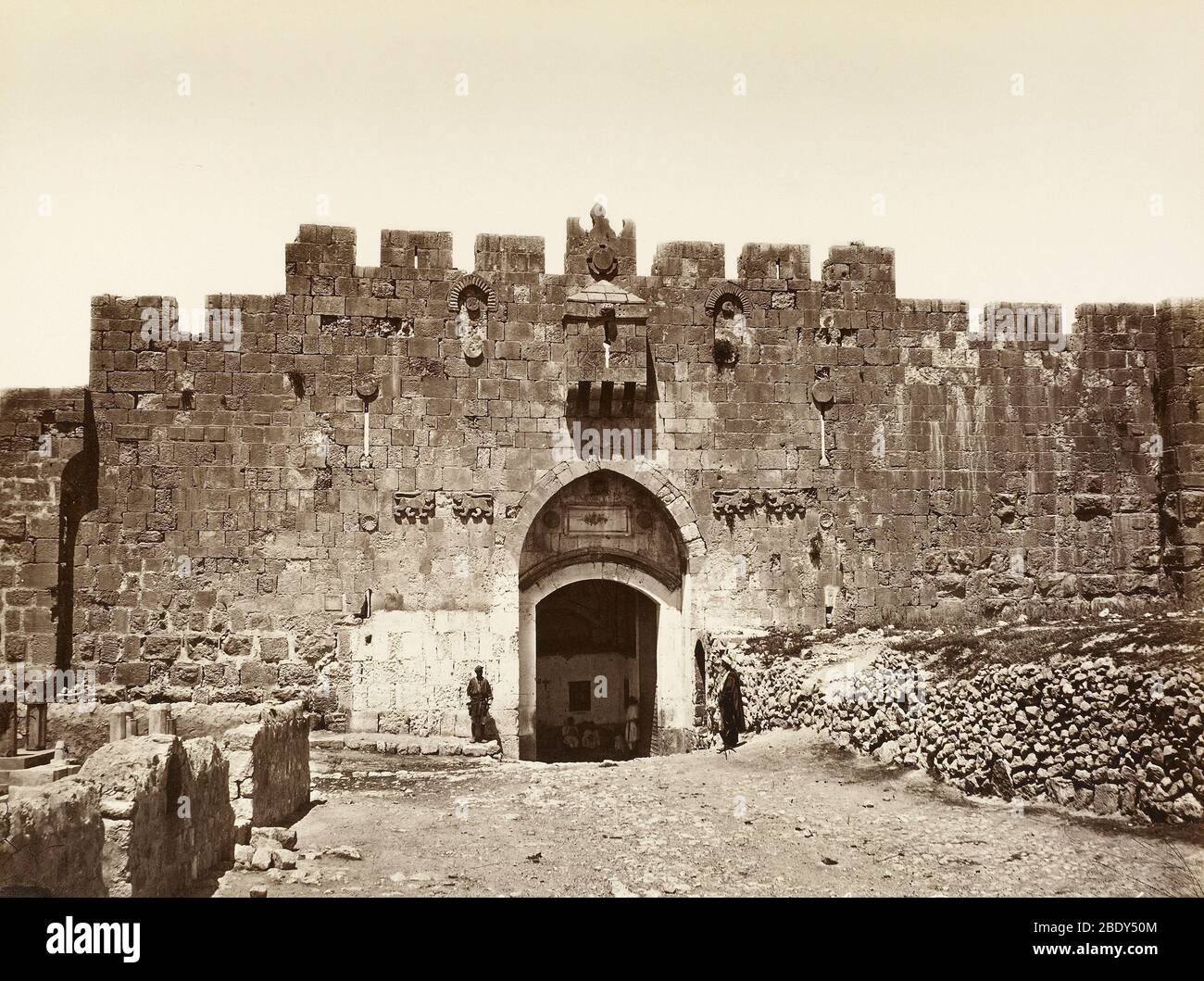 St. Stephen's Gate, Jerusalem, 1880s Stock Photo