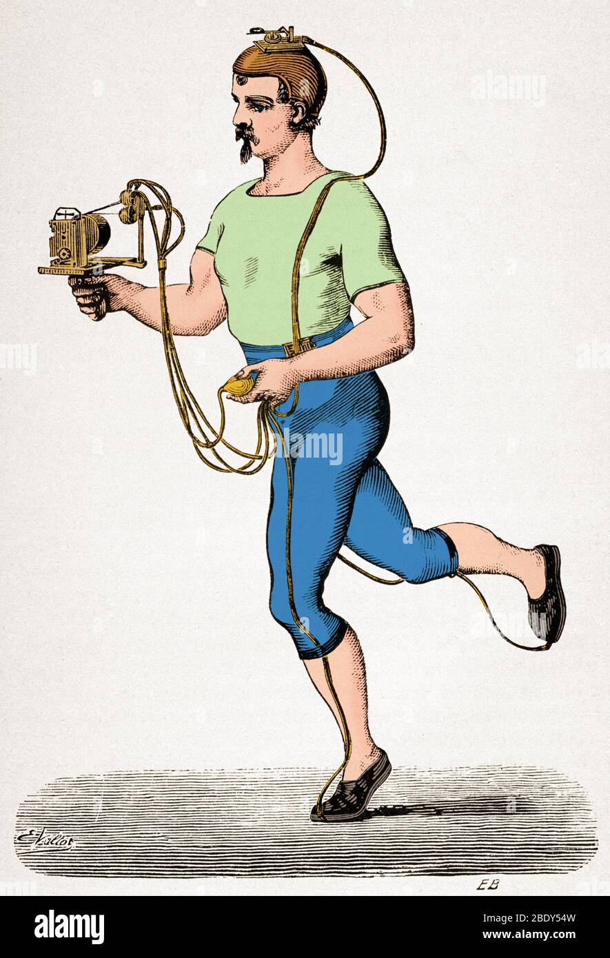 Marey's Apparatus to Register Paces, 1874 Stock Photo
