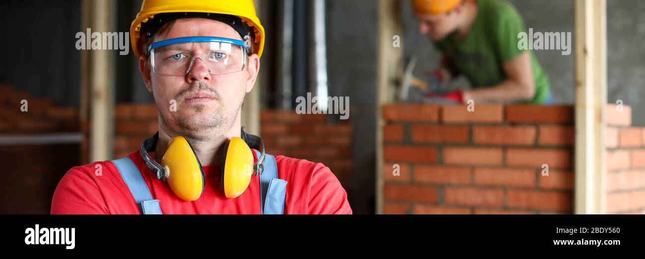 Serious craftsman control process Stock Photo