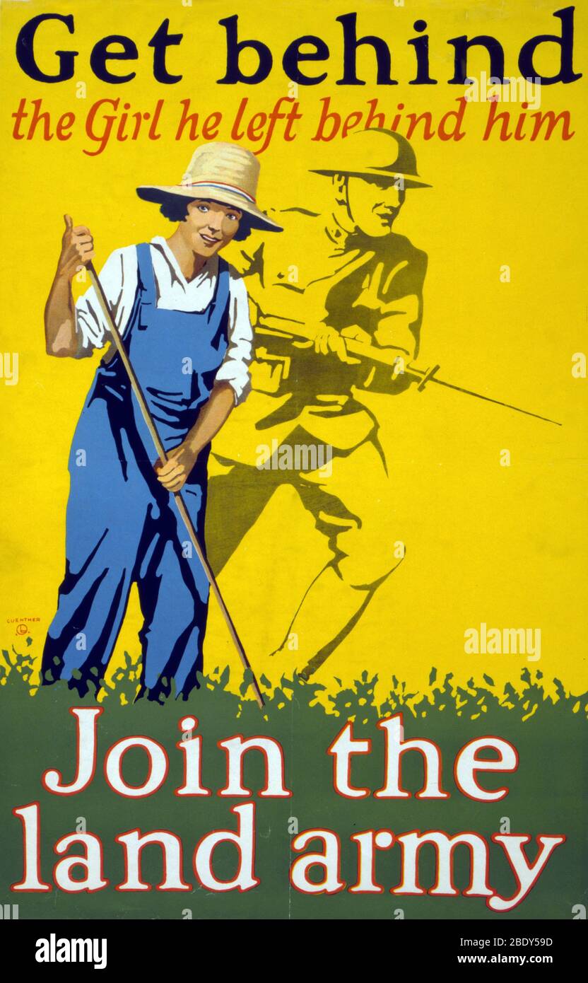 WWI, 'Join the Land Army', 1918 Stock Photo