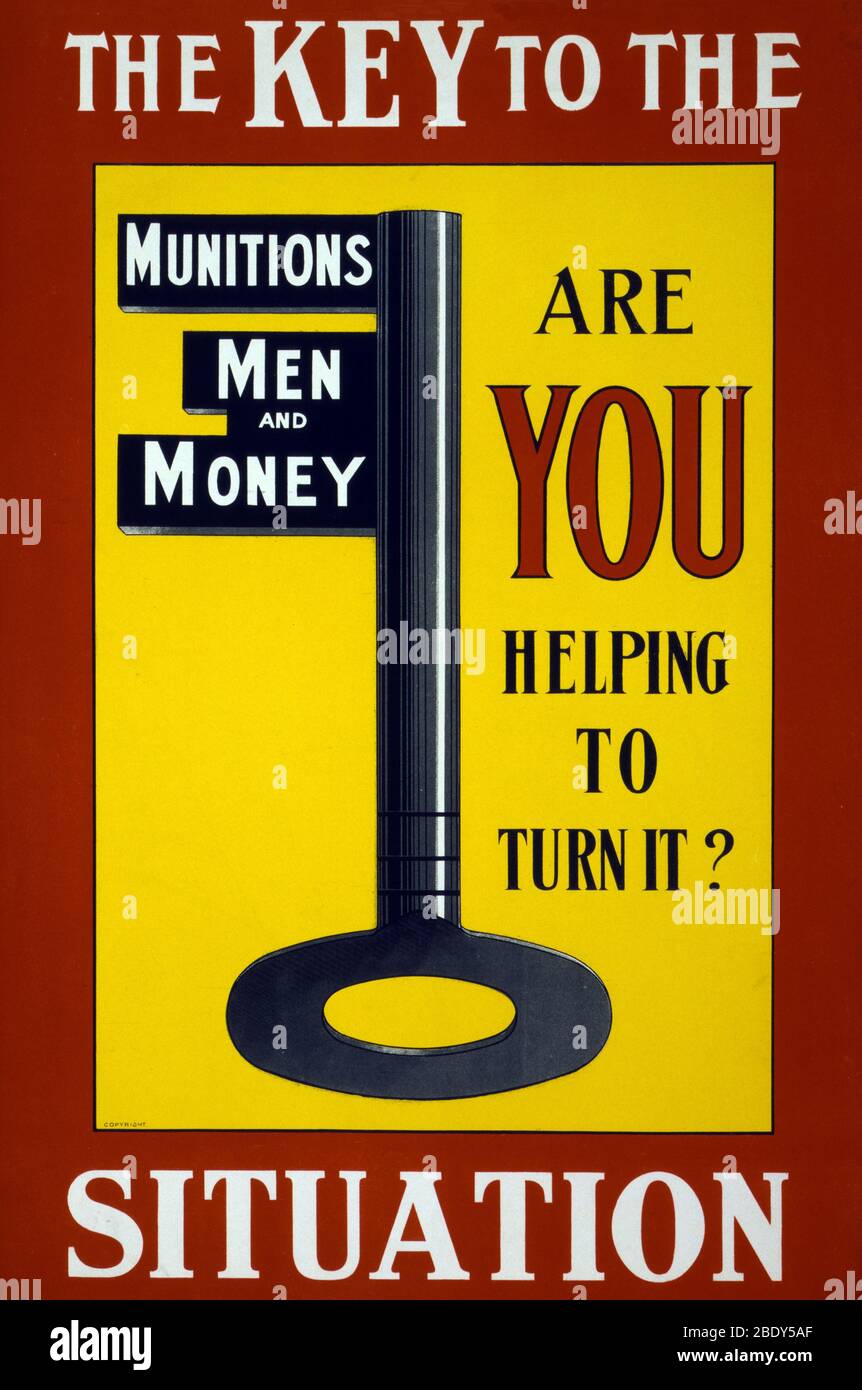 WWI, 'Men, Munitions, Money', 1915 Stock Photo