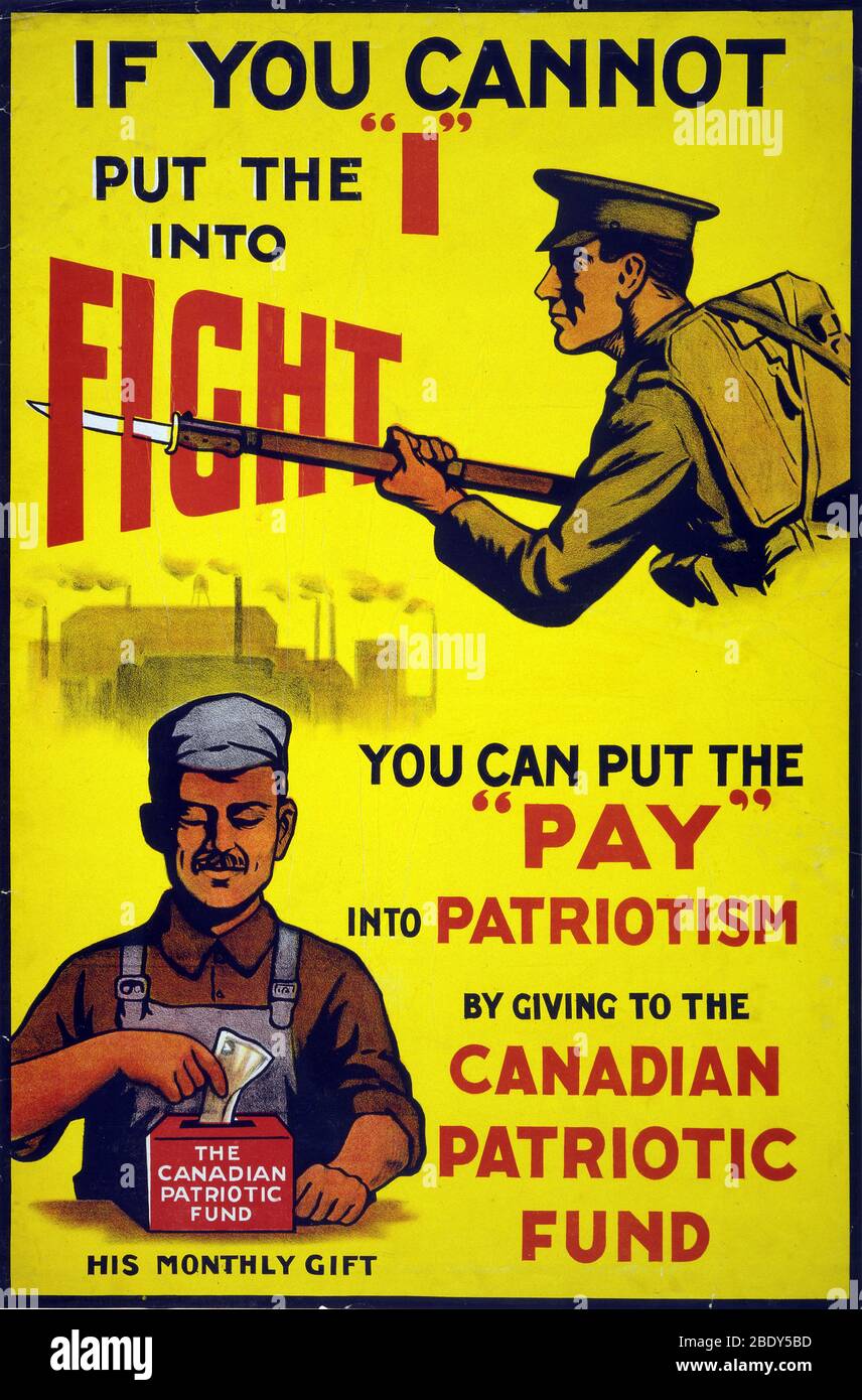 WWI, Canadian Patriotic Fund, 1915 Stock Photo
