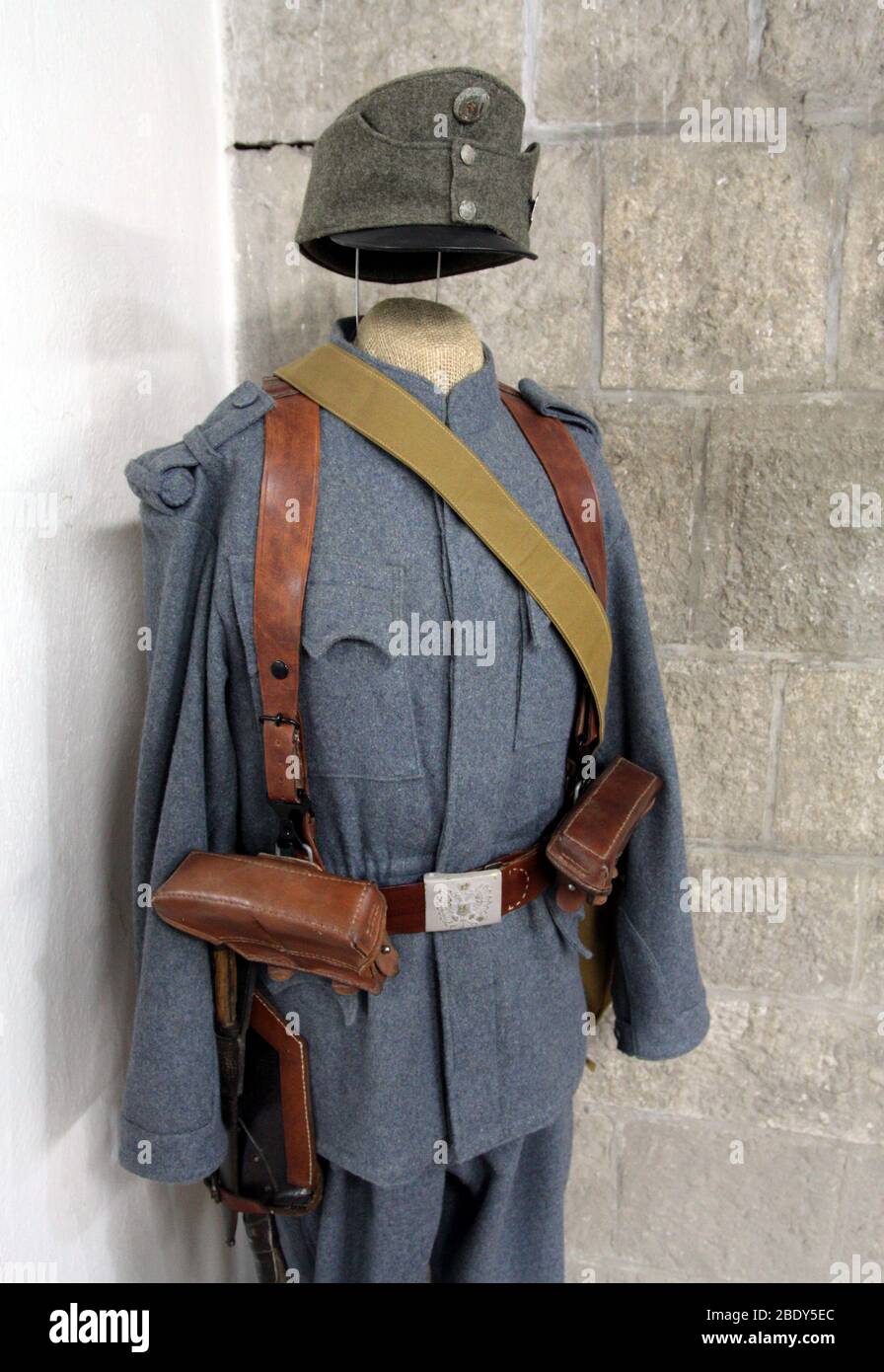 Cracow. Poland. Austro-Hungarian military uniform. Artifact from Muzeum Spraw Wojskowych. Stock Photo